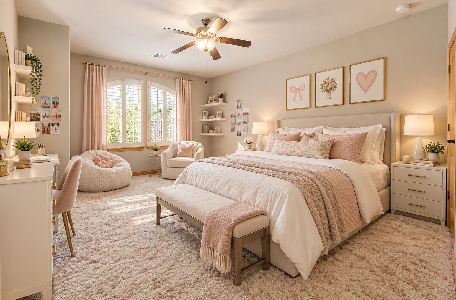 Staged photo of the bedroom