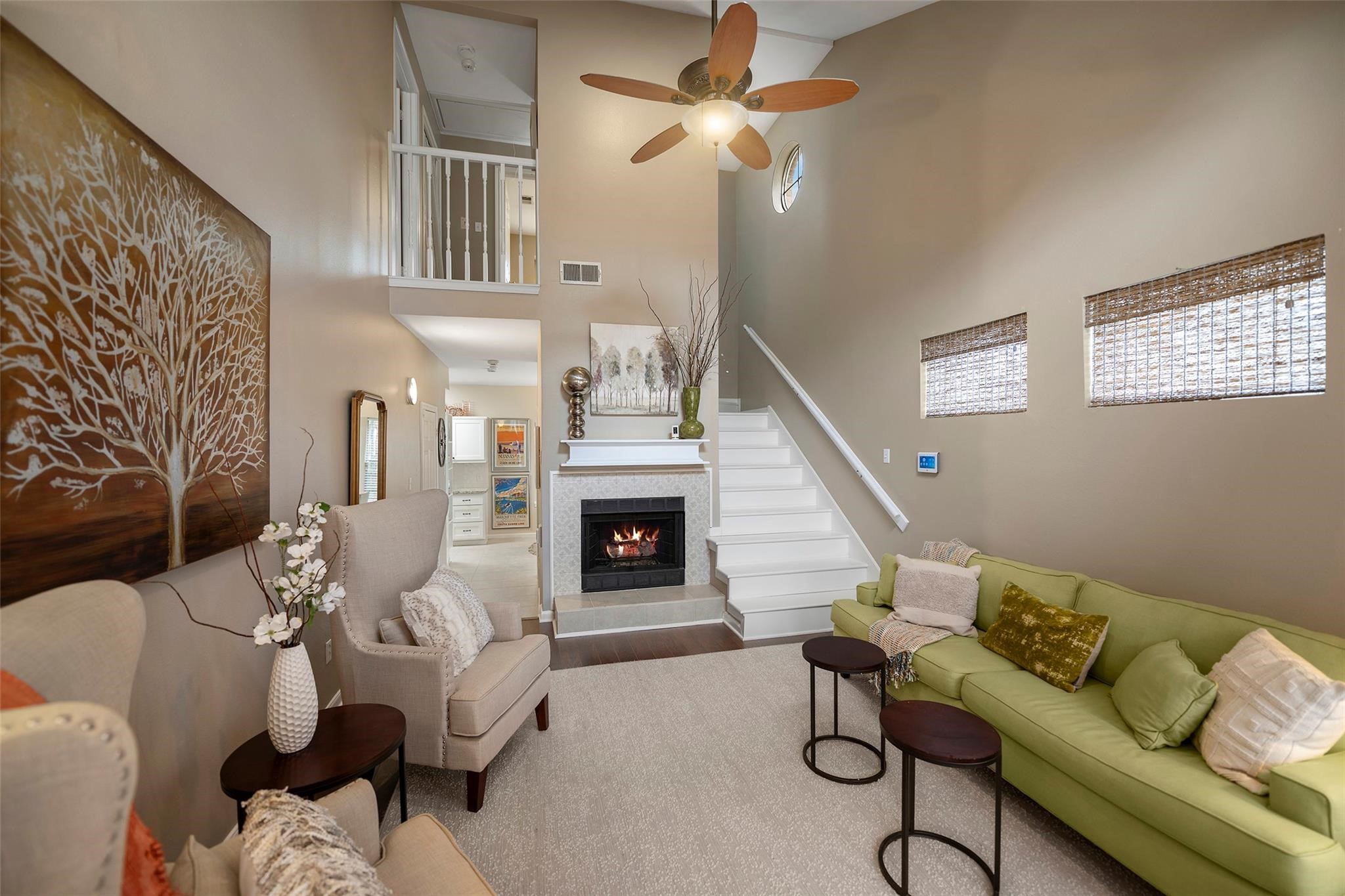 Living Room with Fireplace - staged photo