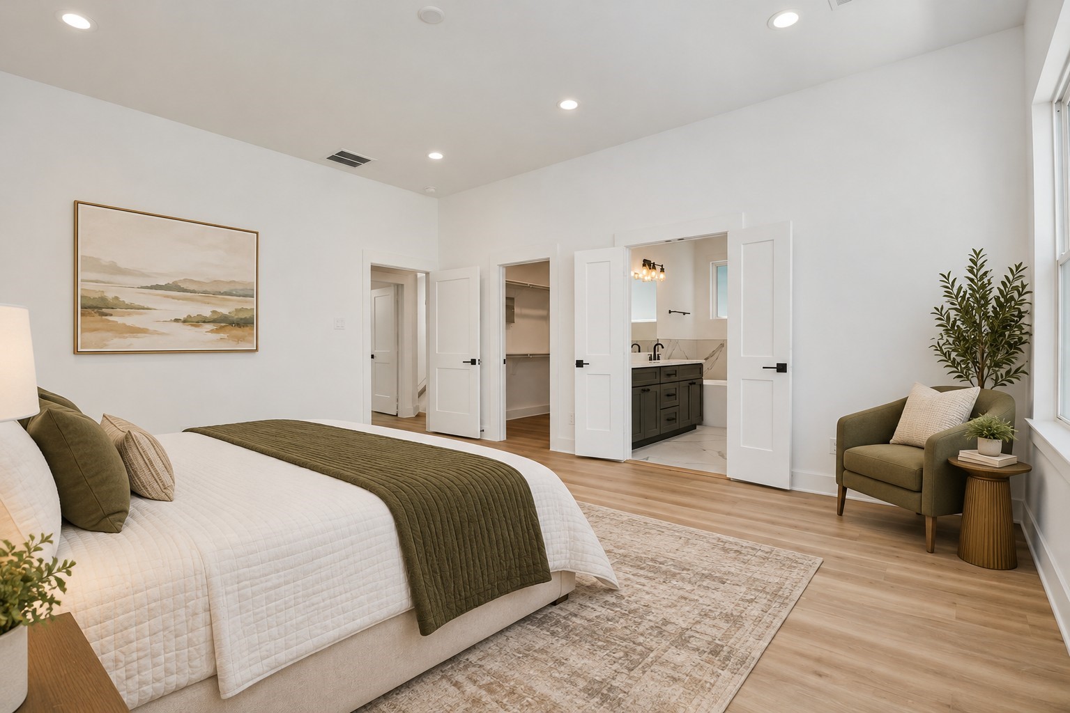 Virtually staged third-floor primary bedroom.