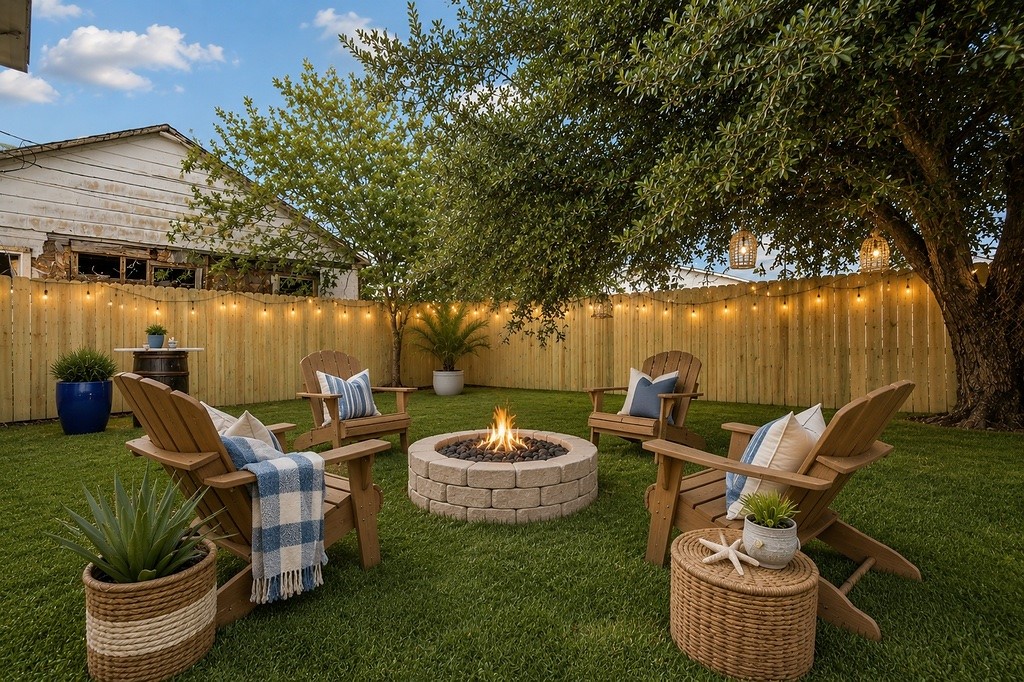Virtual staged picture of the backyard Virtual staged picture of the backyard