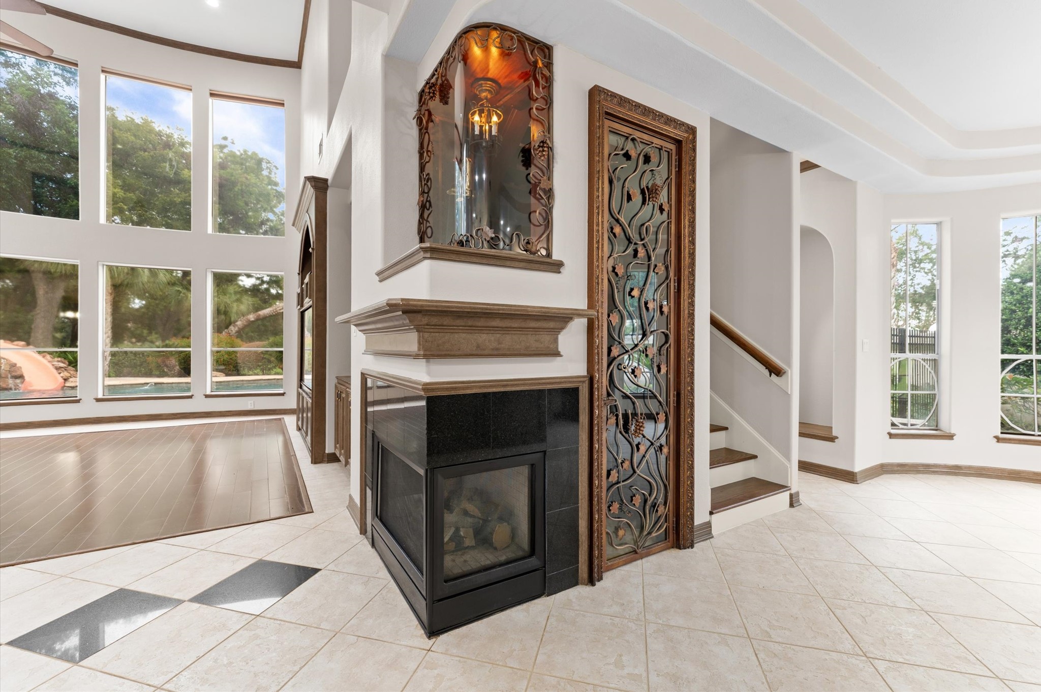 A view into the customized wine room.
