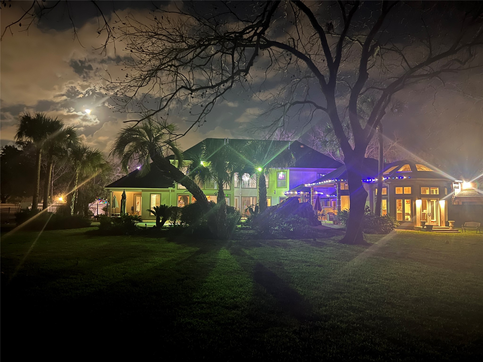 A beautiful evening view of the rear of the home.