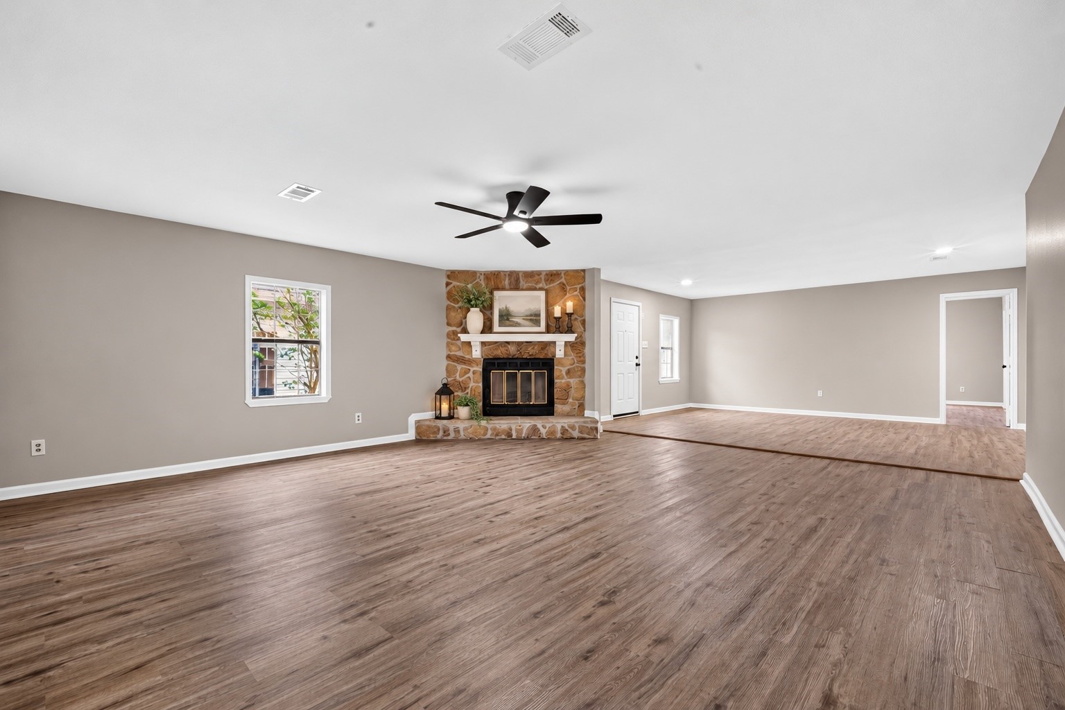 View of the living and dining room from the hallway