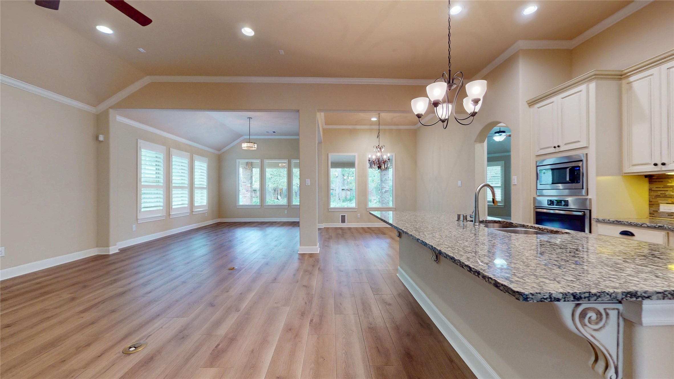 Open living and dining area