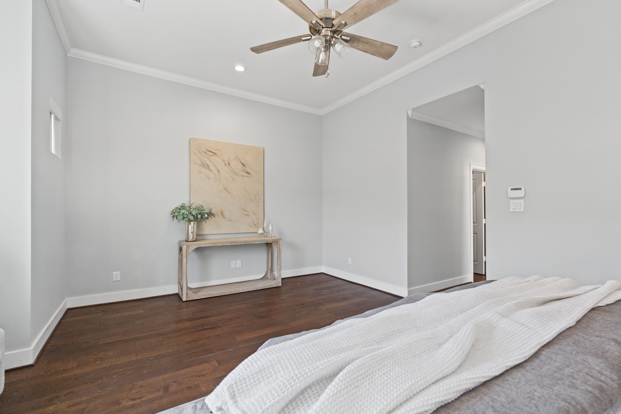 Thoughtful proportions and a versatile layout provide ample opportunity to personalize the primary suite with a reading corner or additional seating.