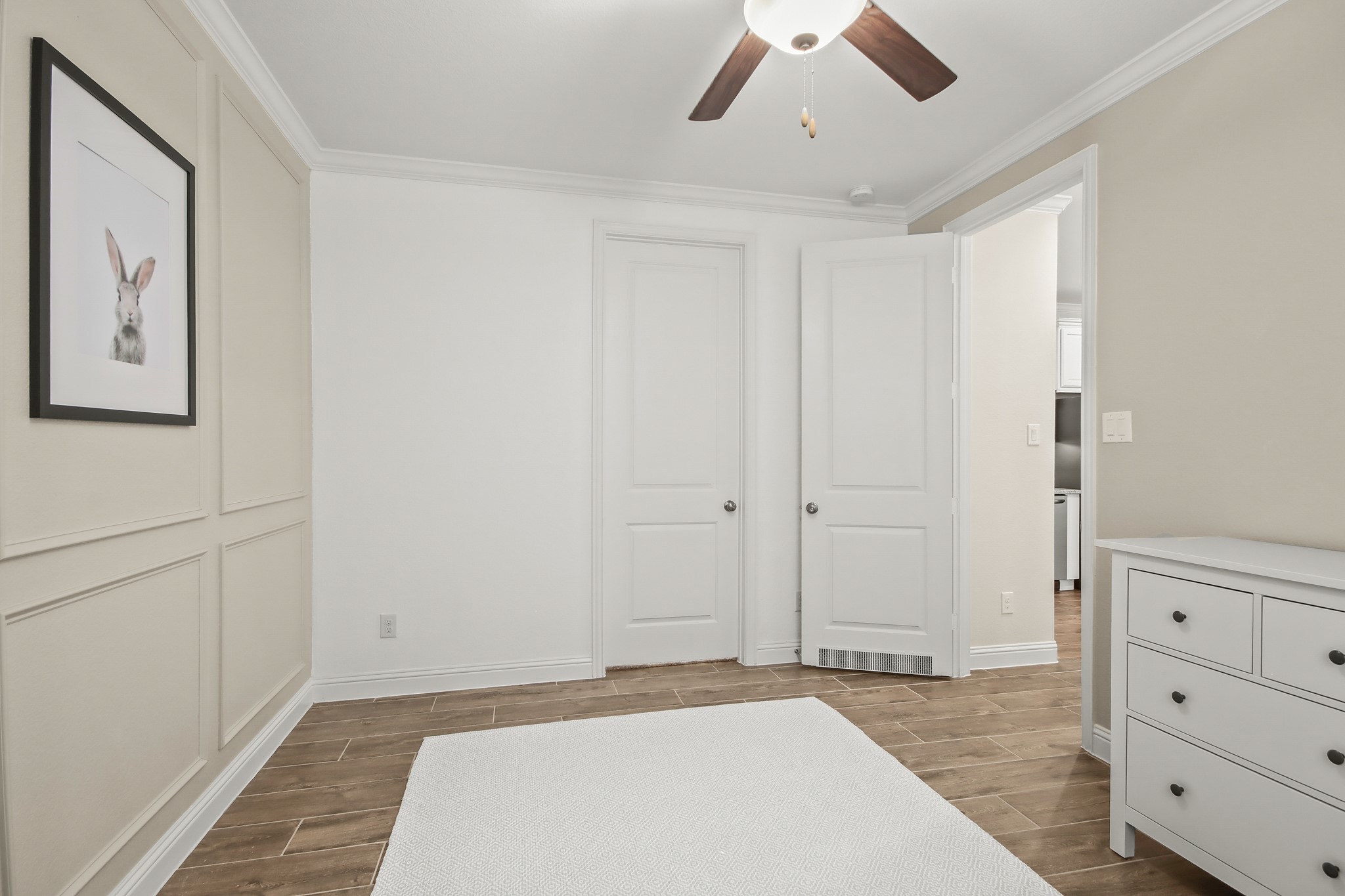 Next Gen bedroom has walk in closet & ceiling fan
