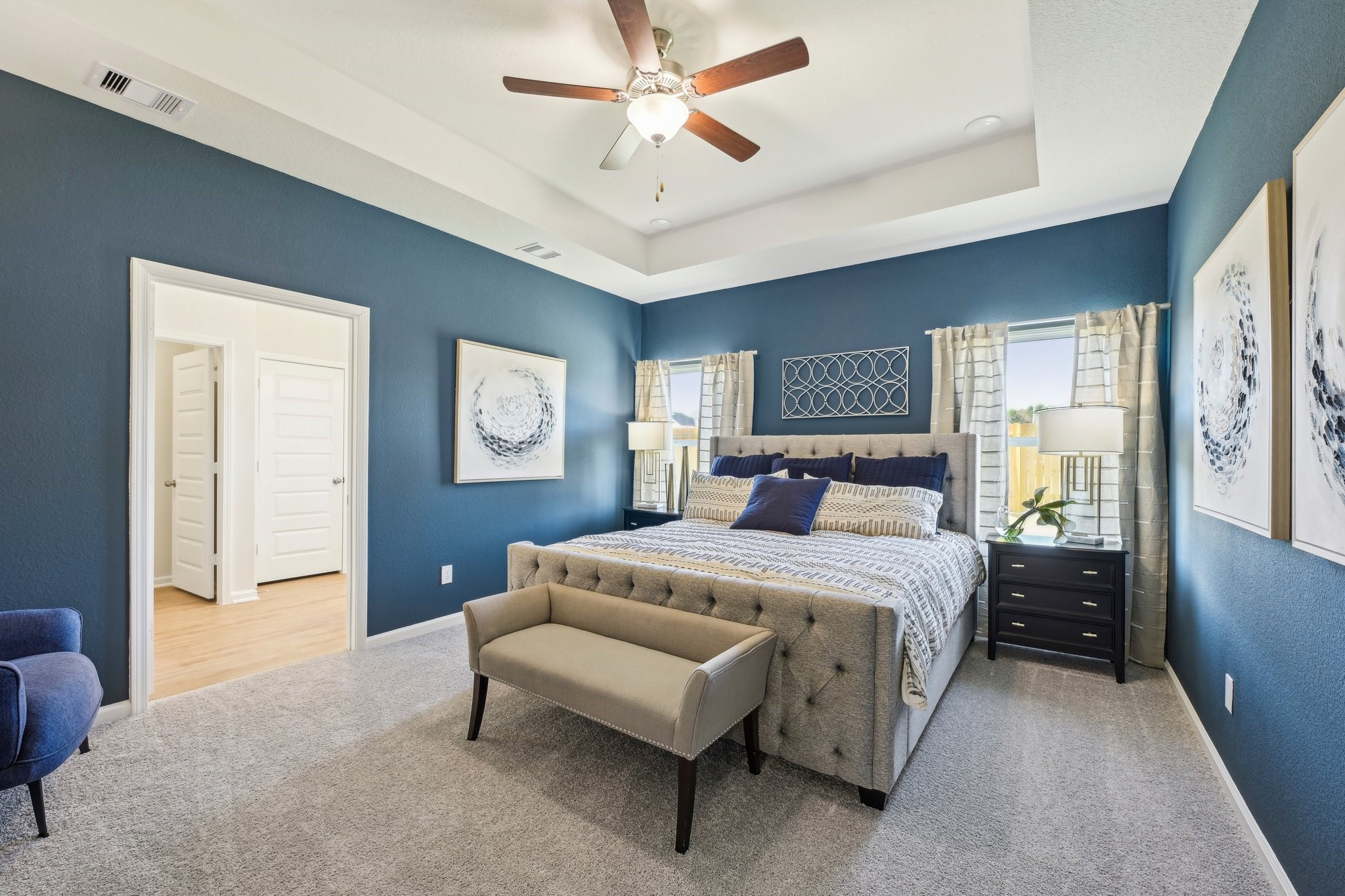 Oakshire II- Primary Bedroom. Sample image for illustration; upgrades, options, and colors may vary.