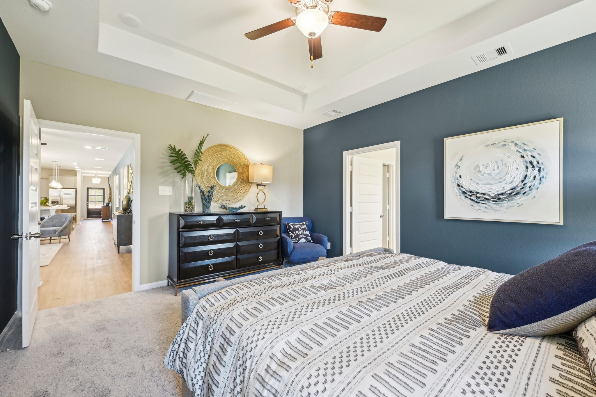 Oakshire II- Primary Bedroom. Sample image for illustration; upgrades, options, and colors may vary.