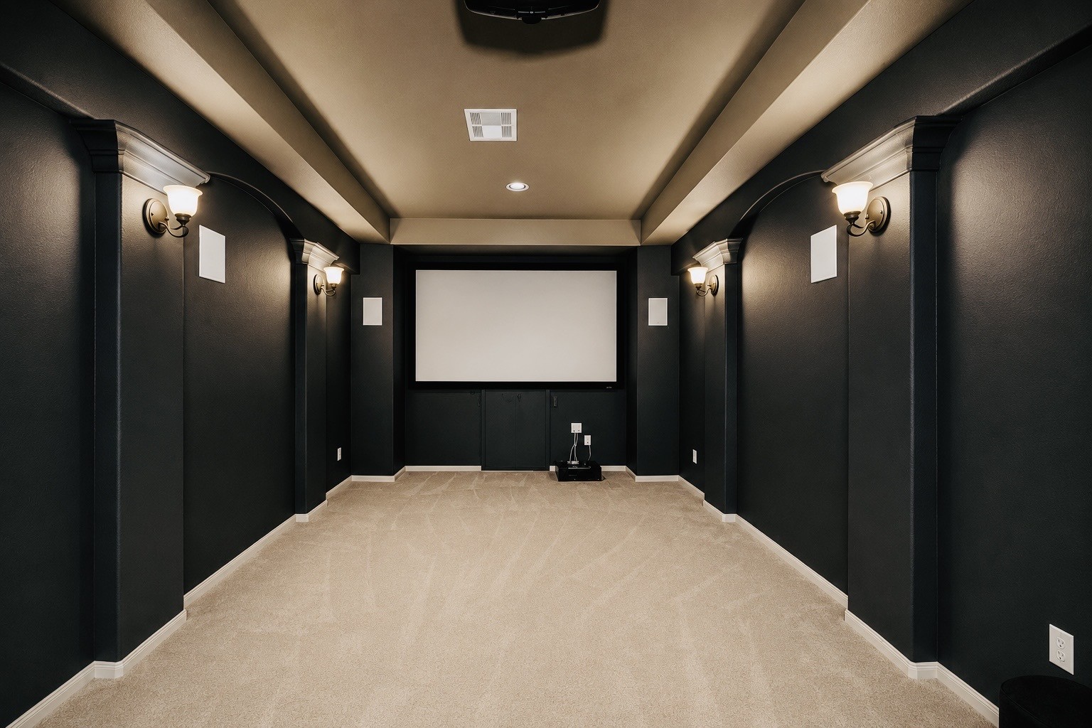 virtual stage showing the endless opportunities of colors you can create for your media room