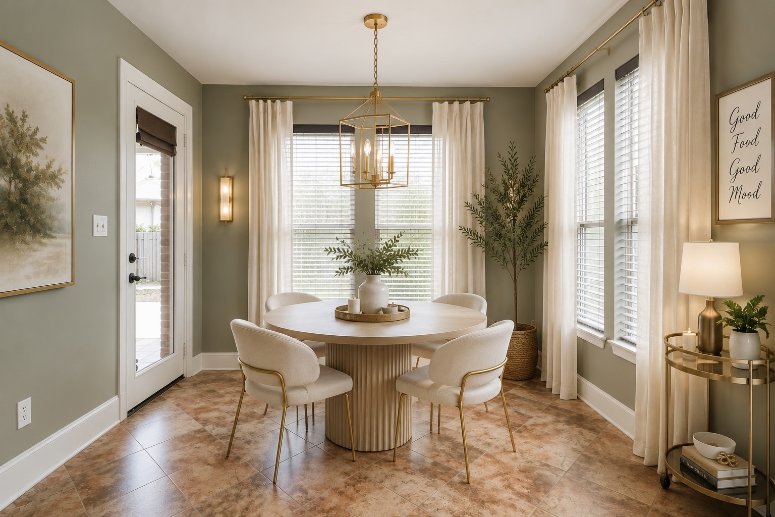 virtual stage of how your beautiful breakfast room can feel and look.