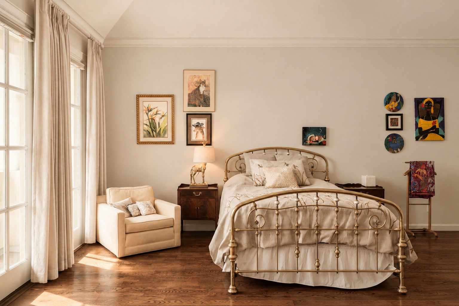 Another angle of the primary emphasizes its generous proportions, with hardwood floors and abundant natural light giving the room an airy, collected feel. **Rendering of neutral wall color**