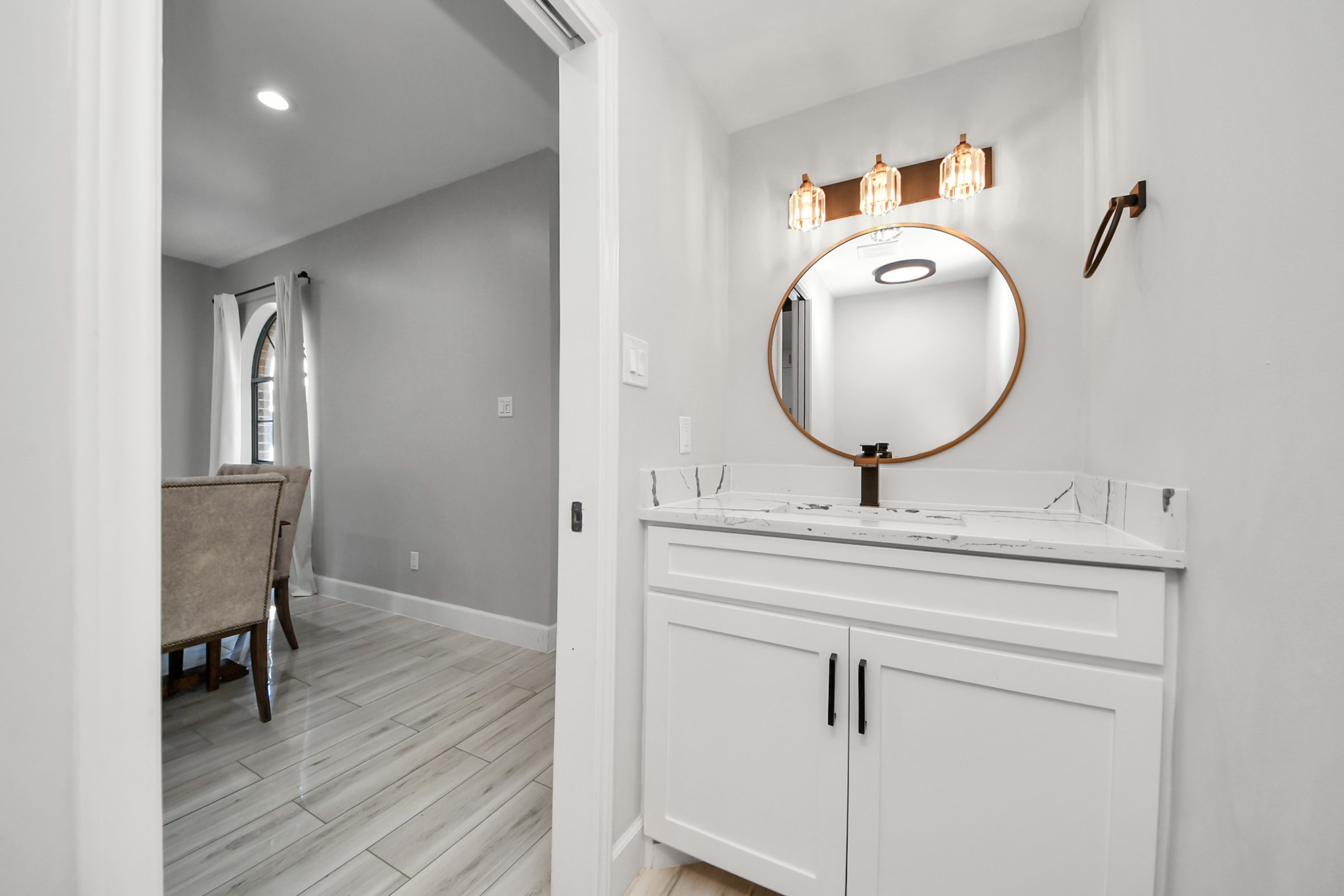 Power bath on first floor, adjacent to kitchen-dining area.