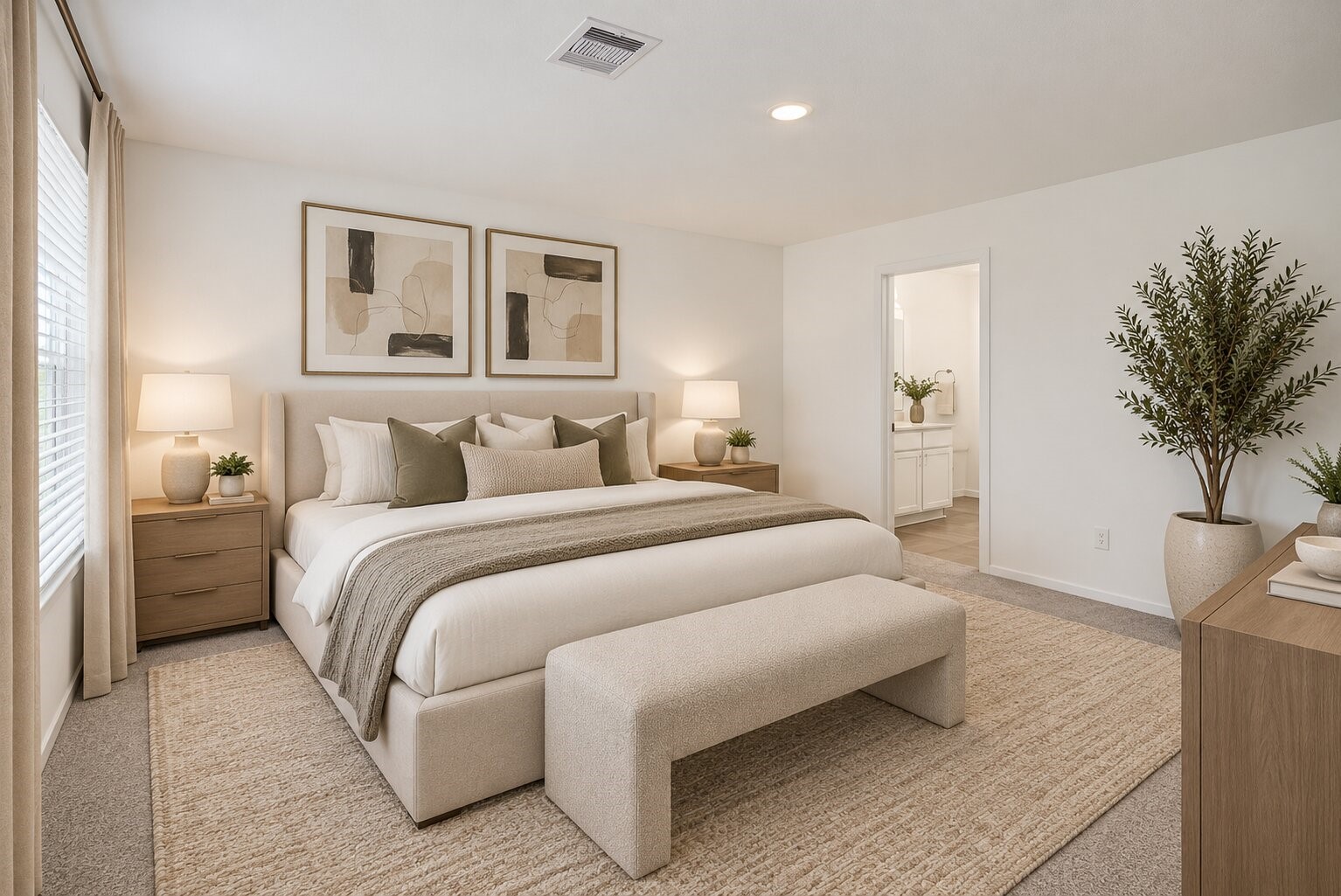 **Virtually Staged** Wake up to natural light in a primary bedroom that feels bright, inviting, and spacious enough to create your own private escape.