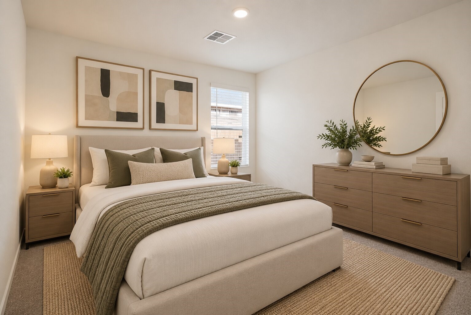 **Virtually Staged** A peaceful retreat at the end of the day, this generously sized primary bedroom offers plenty of room to create a comfortable, relaxing space of your own.