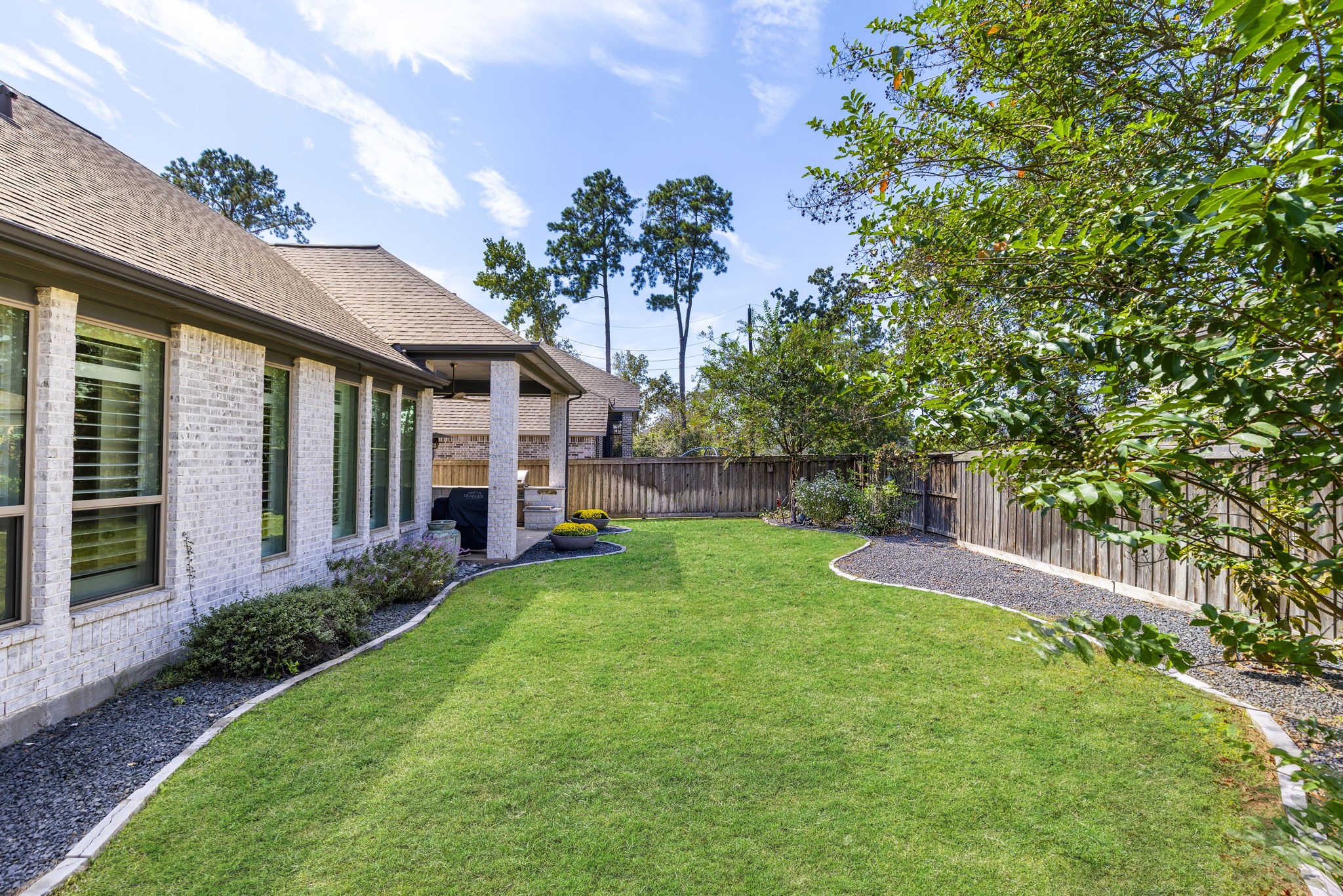 Backyard with landscaping
