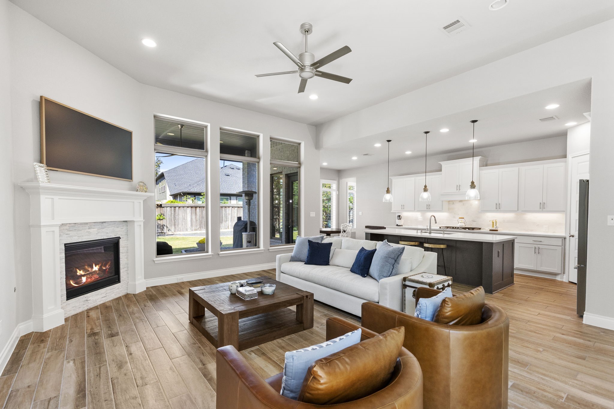 Living room flooded with natural light