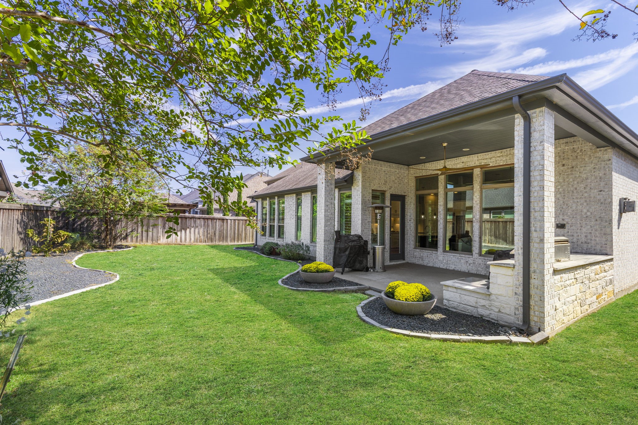 Backyard with landscaping