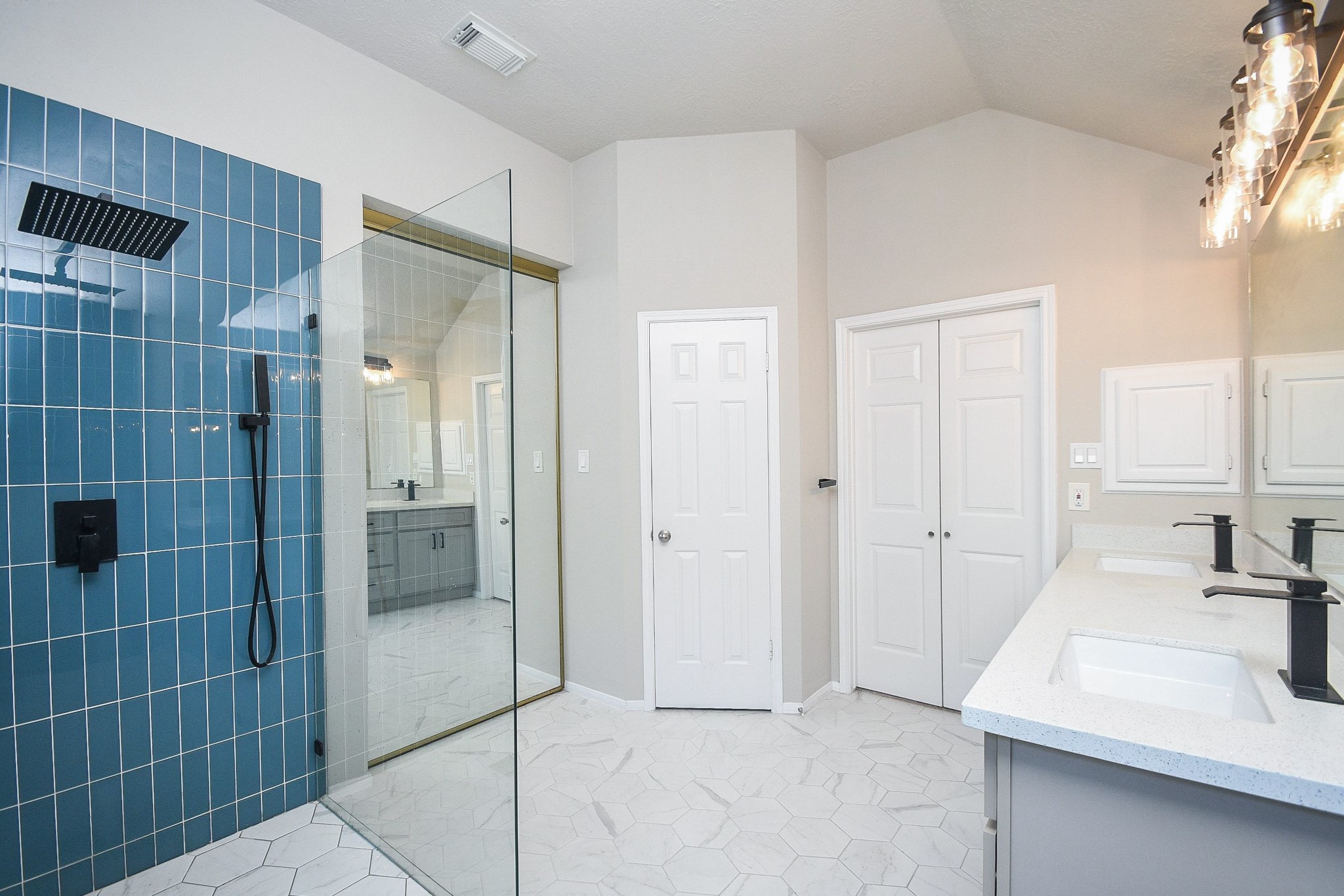 Very nice primary bathroom.