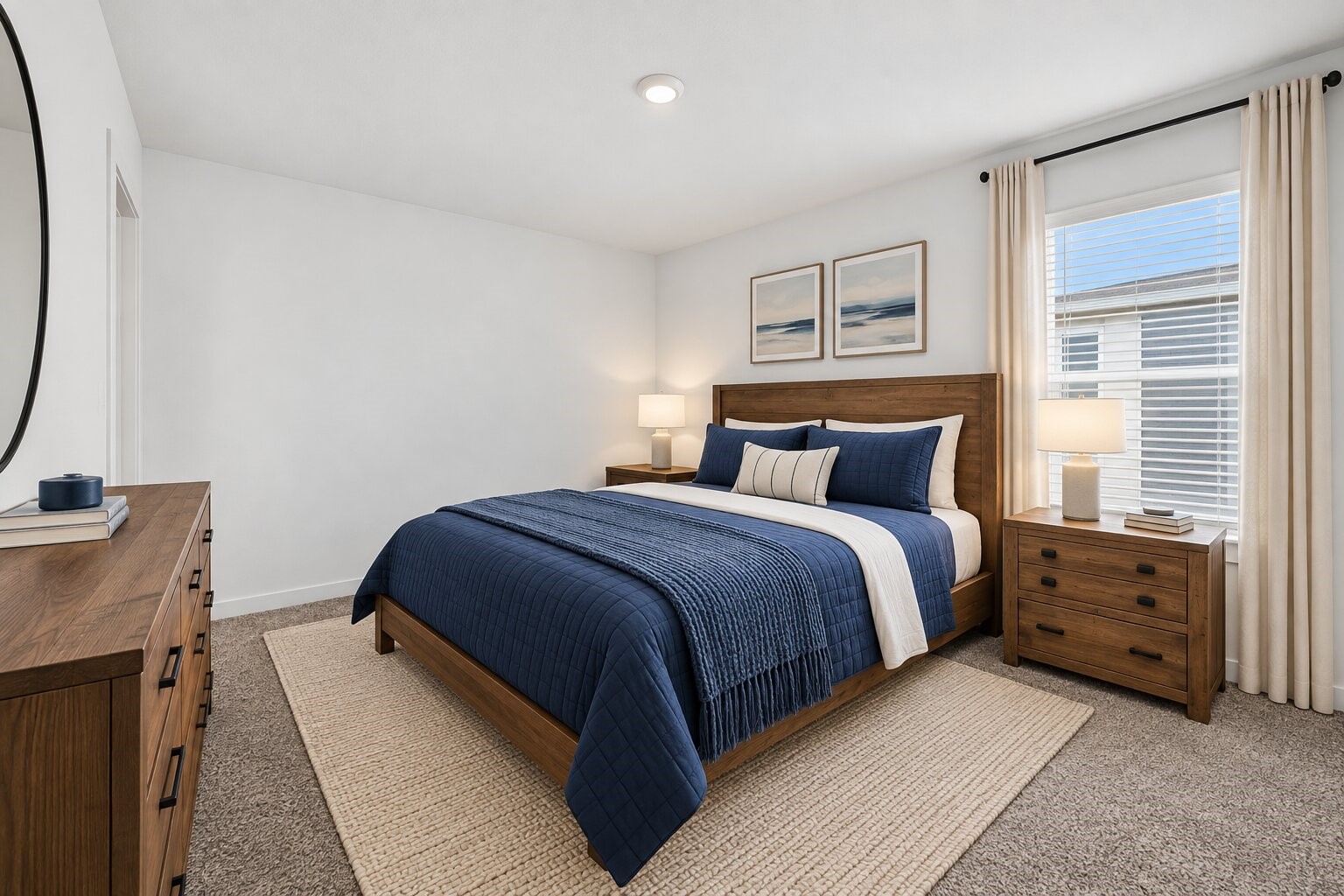 A bedroom with its own en-suite bathroom offers added convenience and privacy.