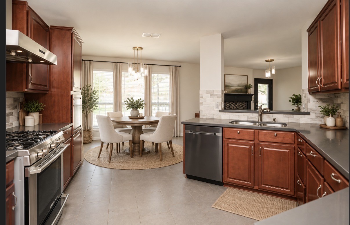 Virtually Staged Dining Space off Kitchen