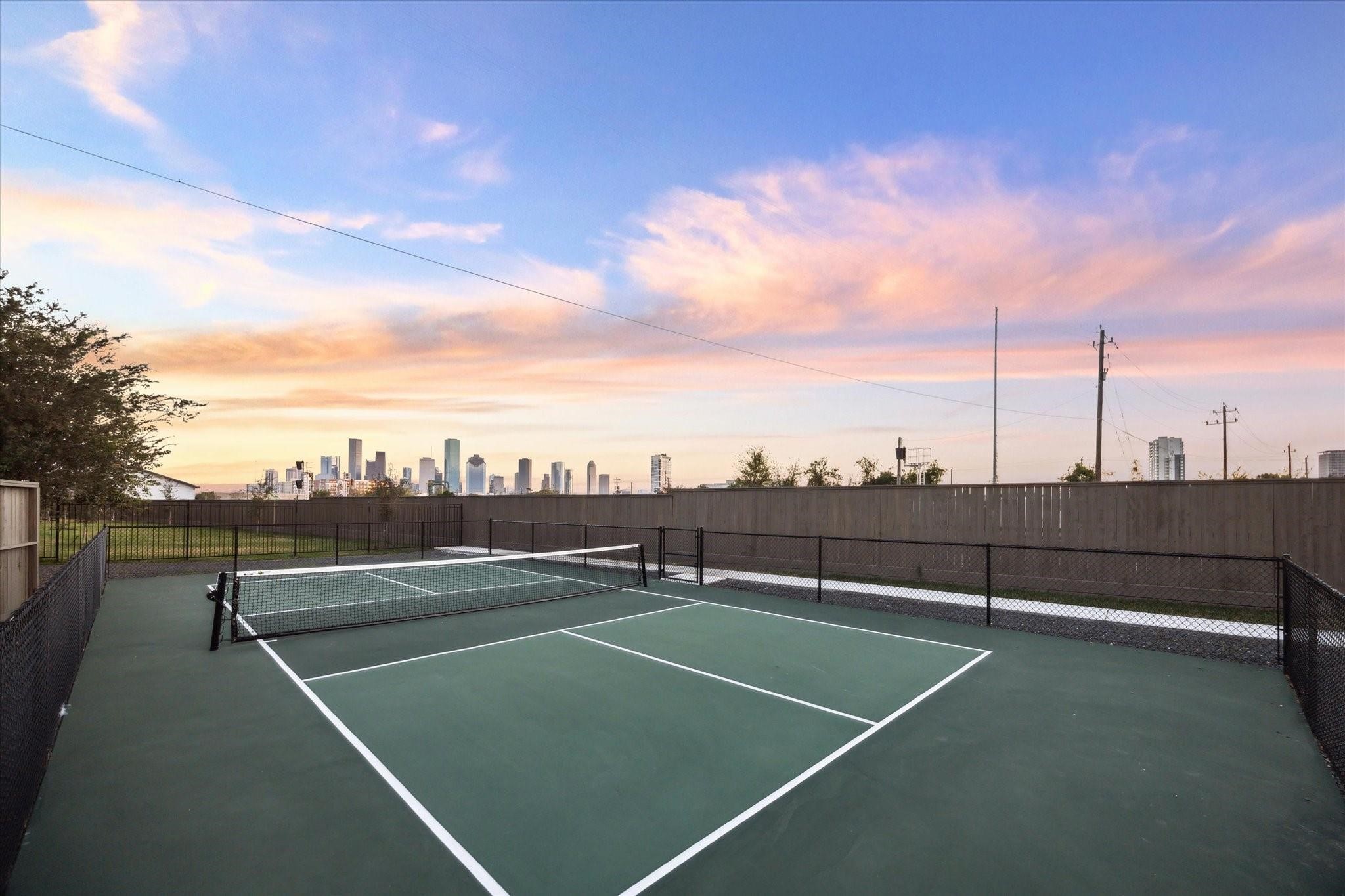 On-site pickleball court that is perfect for recreation and outdoor fun. On-site pickleball court that is perfect for recreation and outdoor fun.