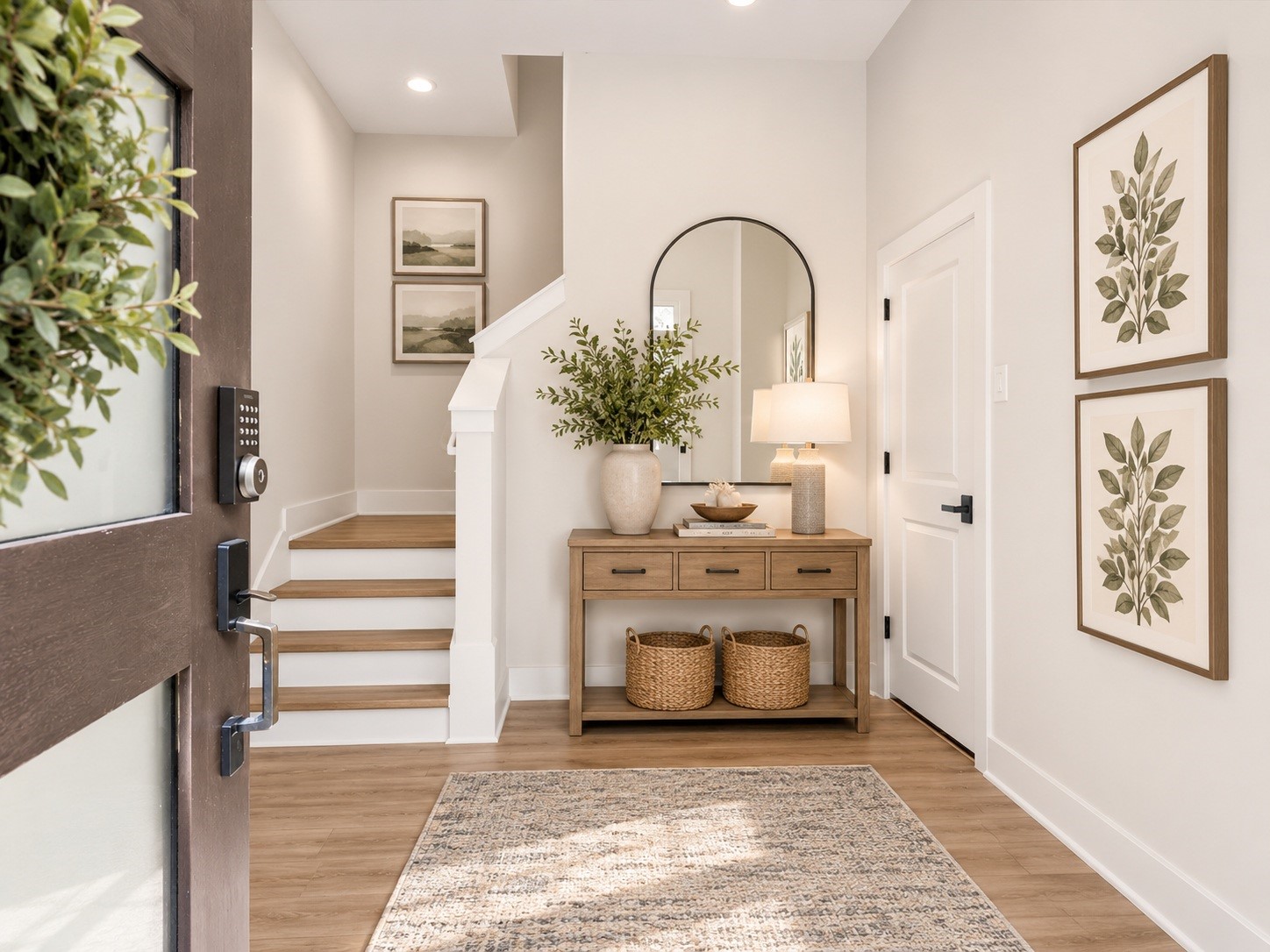 A welcoming entry introduces the home's contemporary style, setting the stage for thoughtfully designed interiors and elevated modern finishes throughout. Virtually staged to illustrate the space's potential.