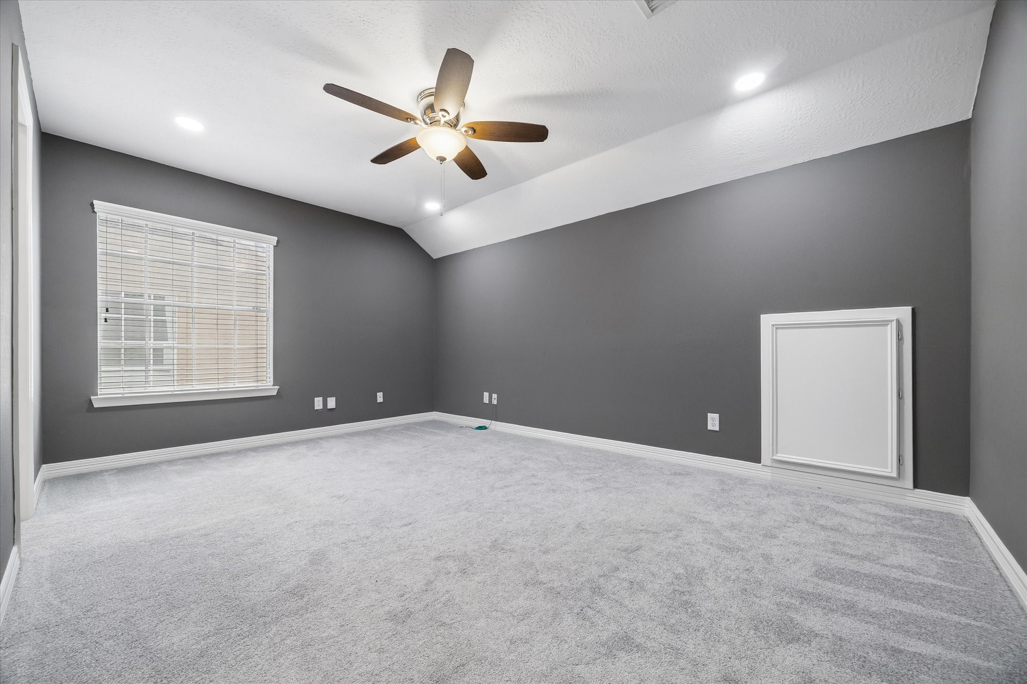 Bedroom being used and media room.