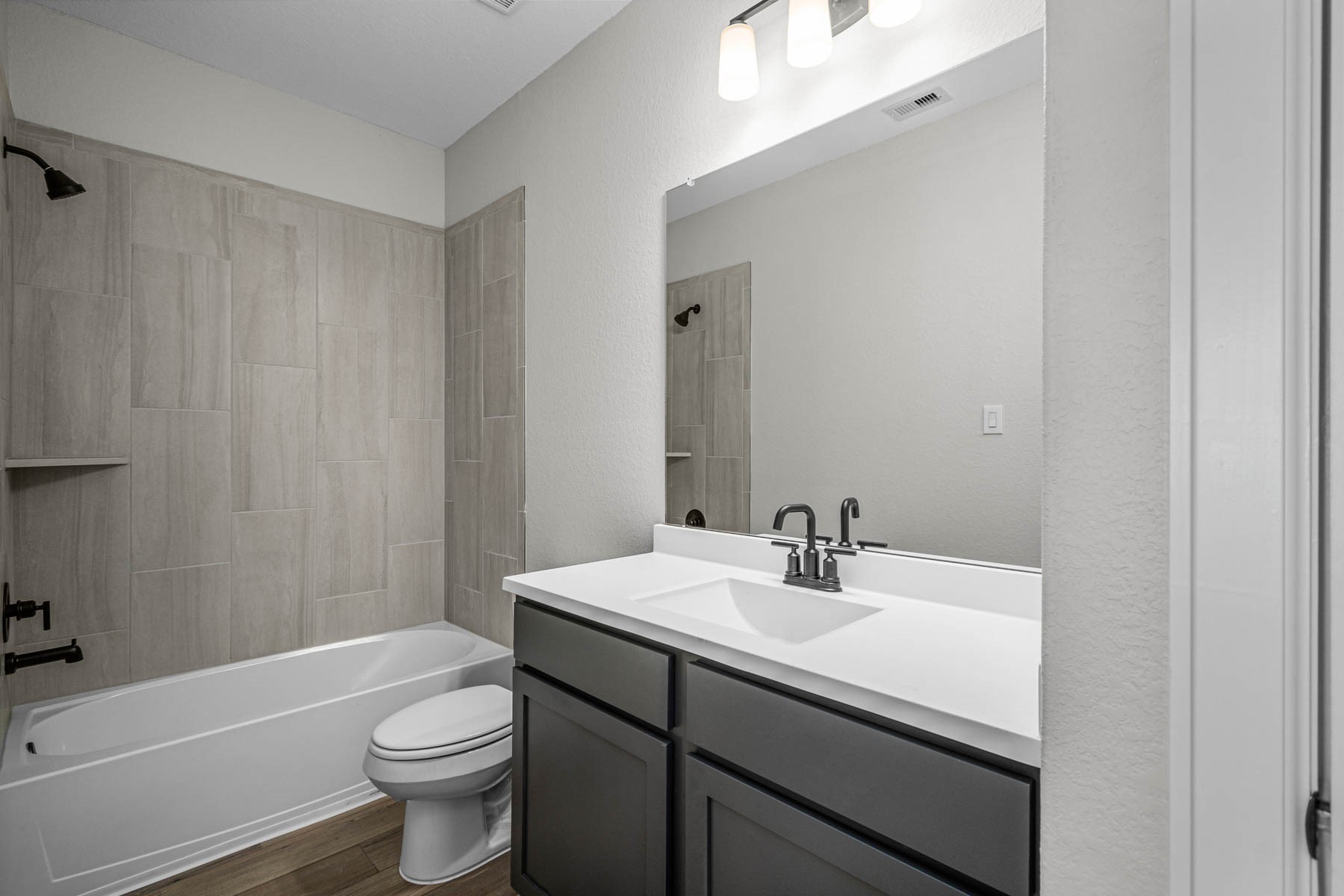 The secondary bathroom