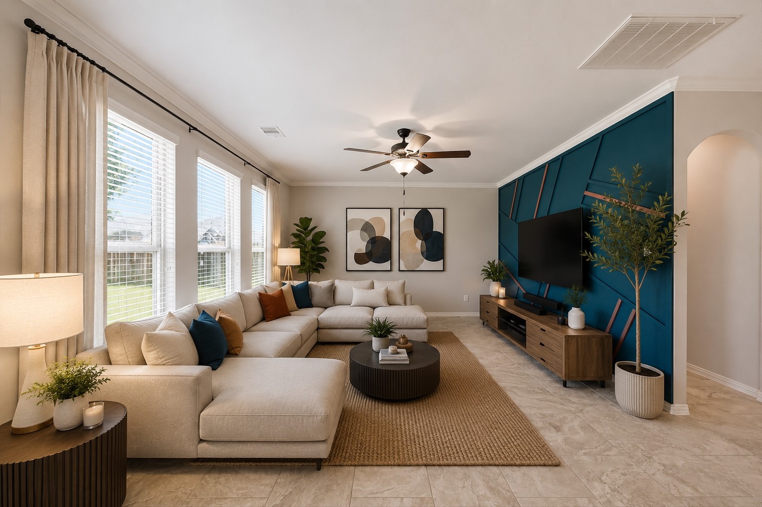 Virtually staged living room