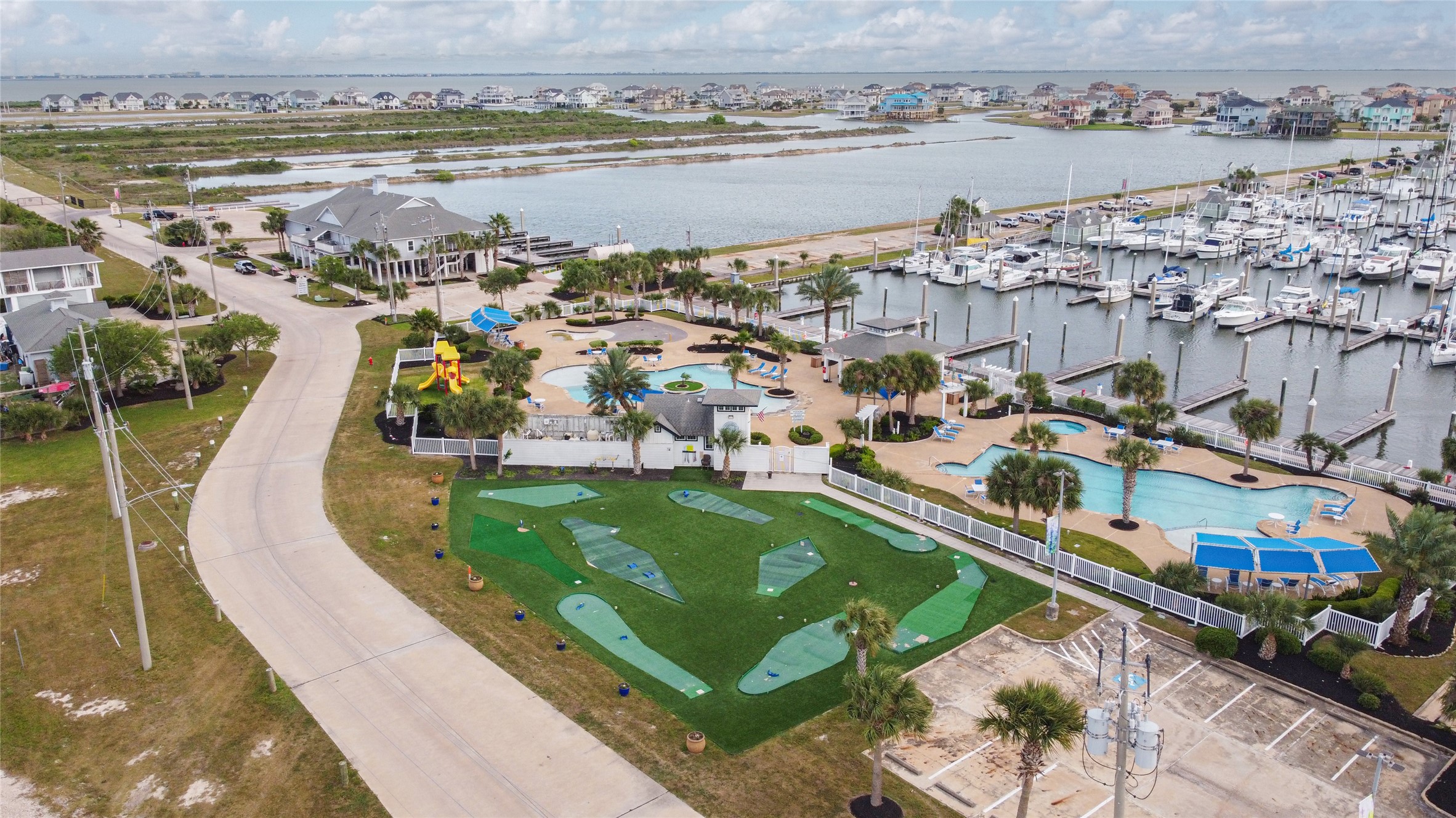 Just past the pool and putt-putt area is the full service marina with a ship store, fuel, bait shop, deli, and boat ramp.