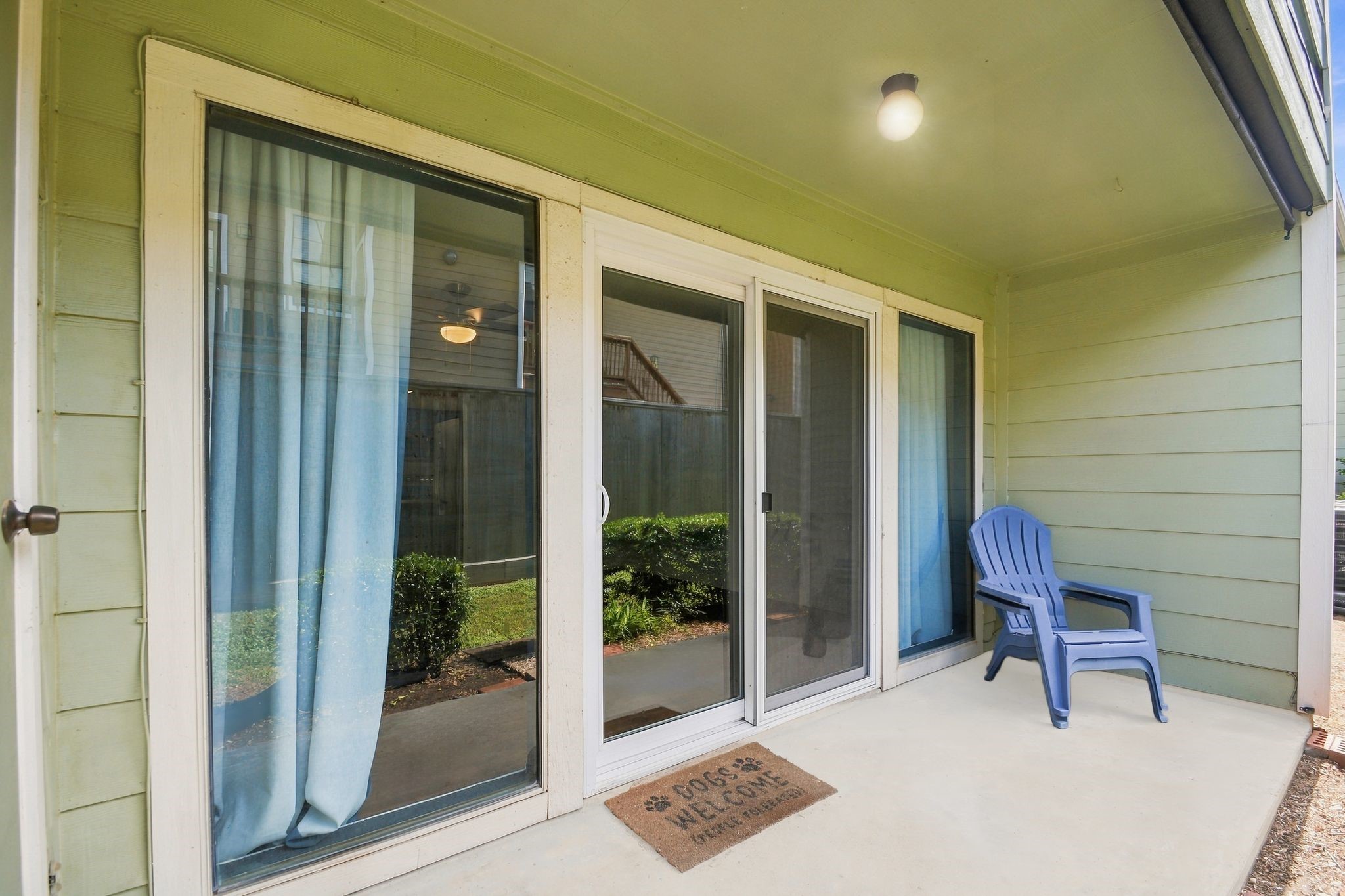 Enjoy your private covered patio in the mornings for breakfast or after work with a glass of wine!  It is private and beautiful.