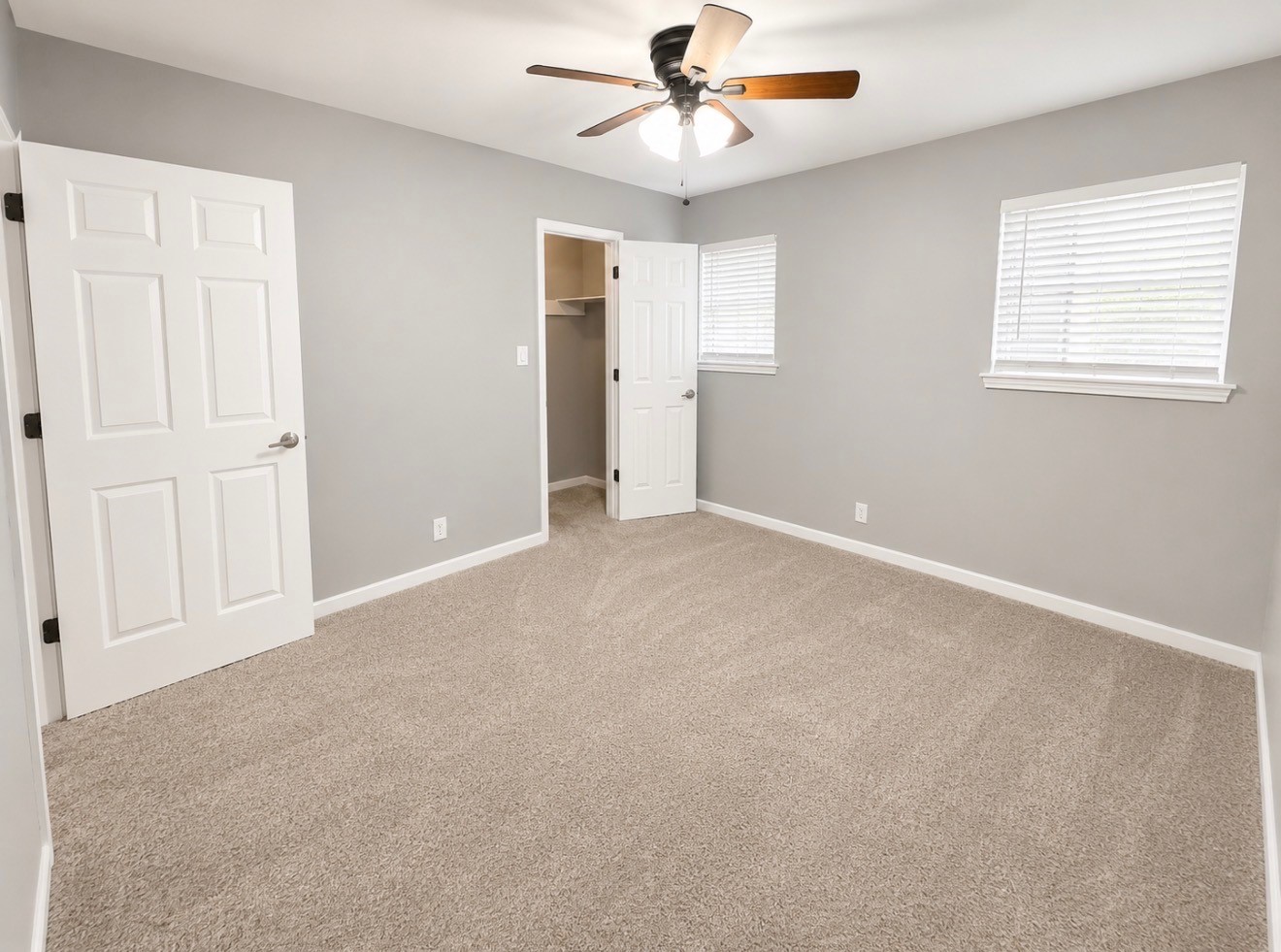 Bedroom One with closet light on.