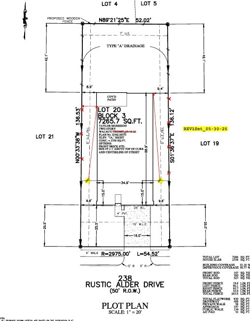238 Rustic Alder Drive Preliminary Plot Plan
