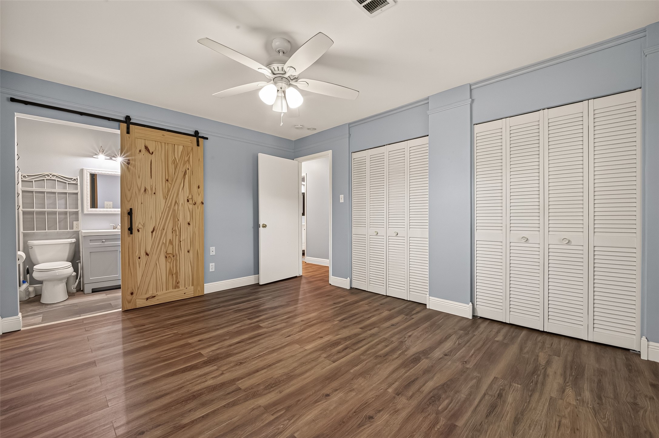 Primary with sliding barn door