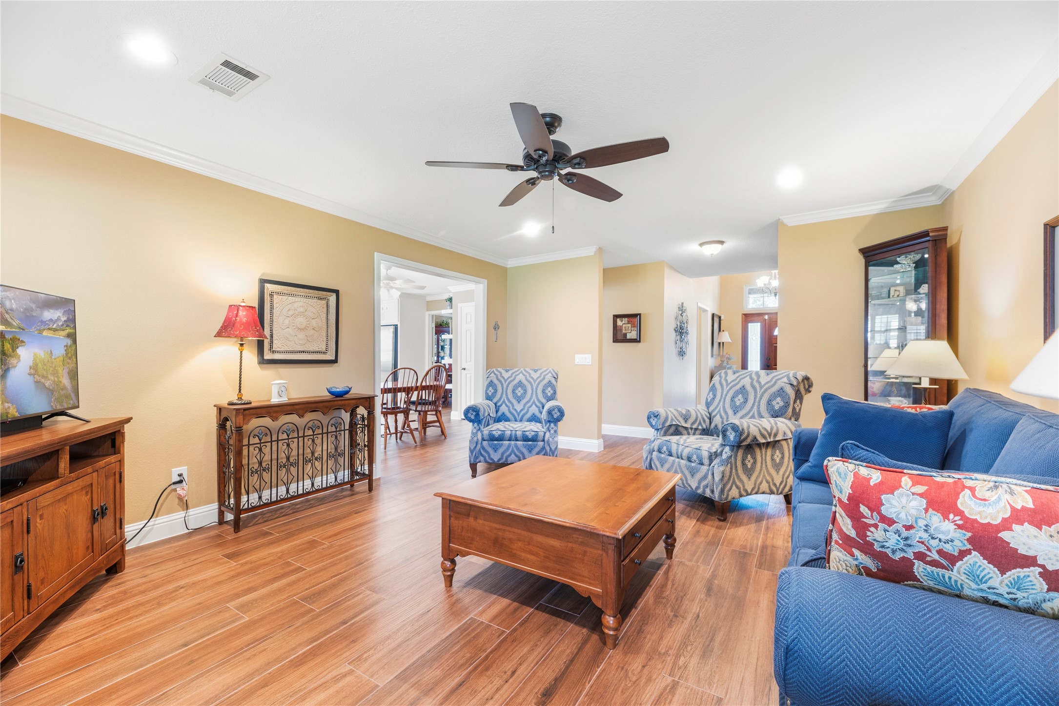 The kitchen is open to the family room.