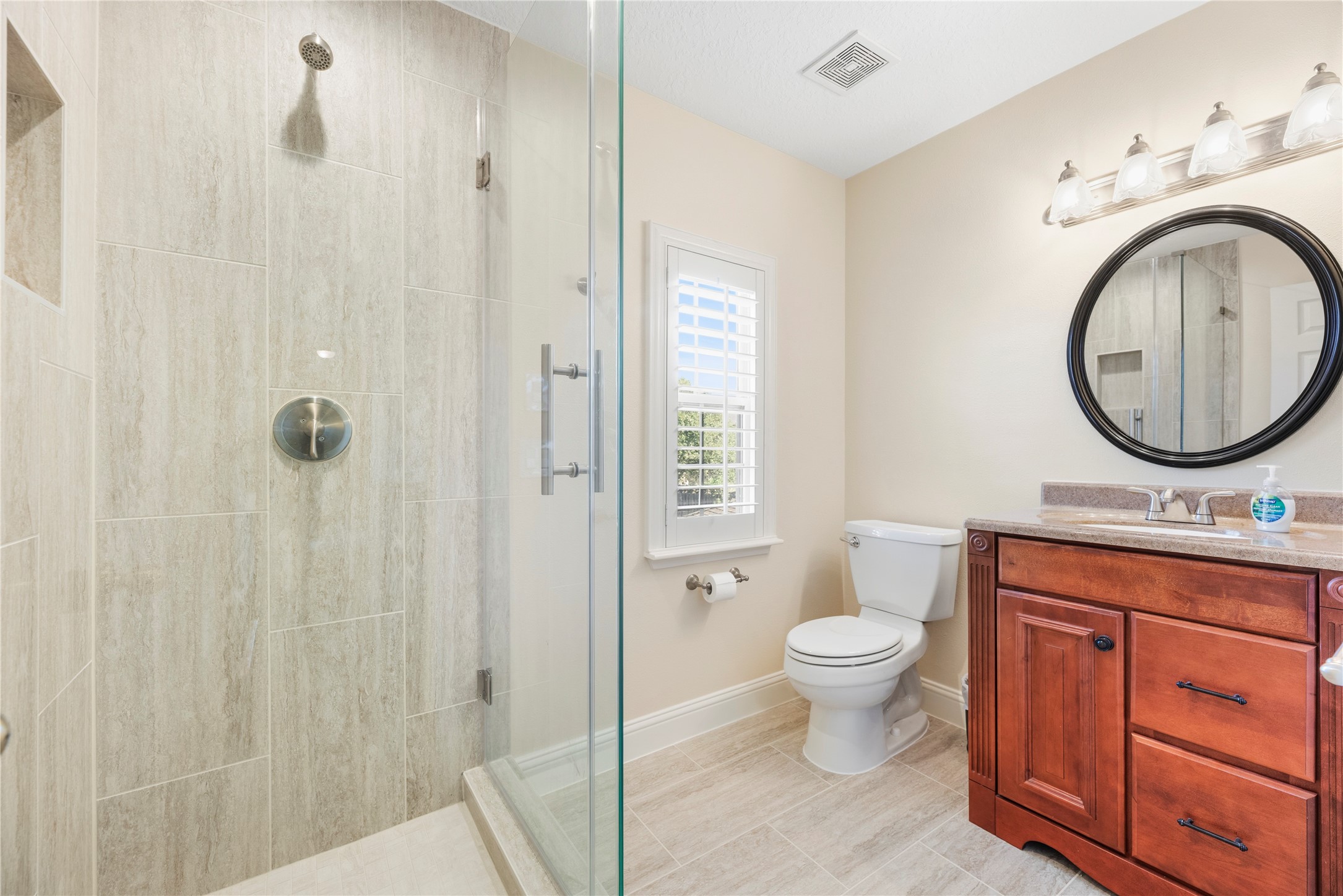 En-suite bathroom with a walk-in shower.