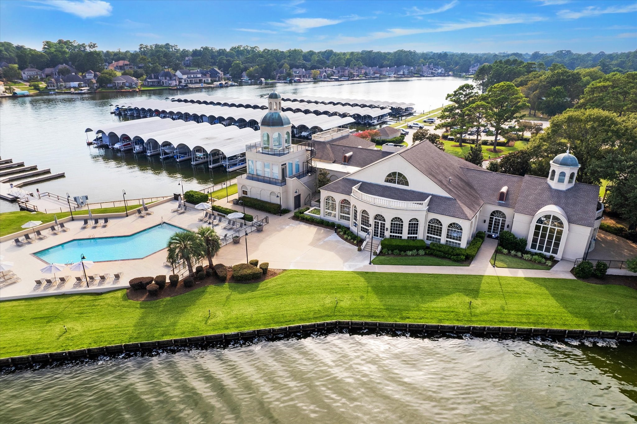 Bentwater offers resort-style living on the shores of Lake Conroe with an exceptional array of amenities, including three 18-hole championship golf courses, a full-service marina with boat access to the lake, tennis and pickleball facilities, a fitness center, sparkling community pools, and a luxury country club. Residents enjoy dining, social events, scenic walking trails, parks, and a vibrant, gated community lifestyle conveniently located near shopping, dining, and medical facilities.