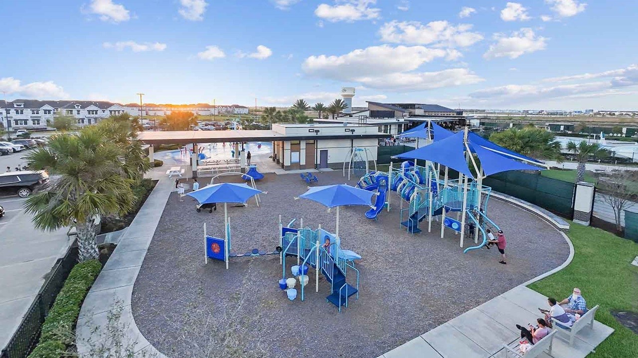 Aerial view of the playground near the lagoon