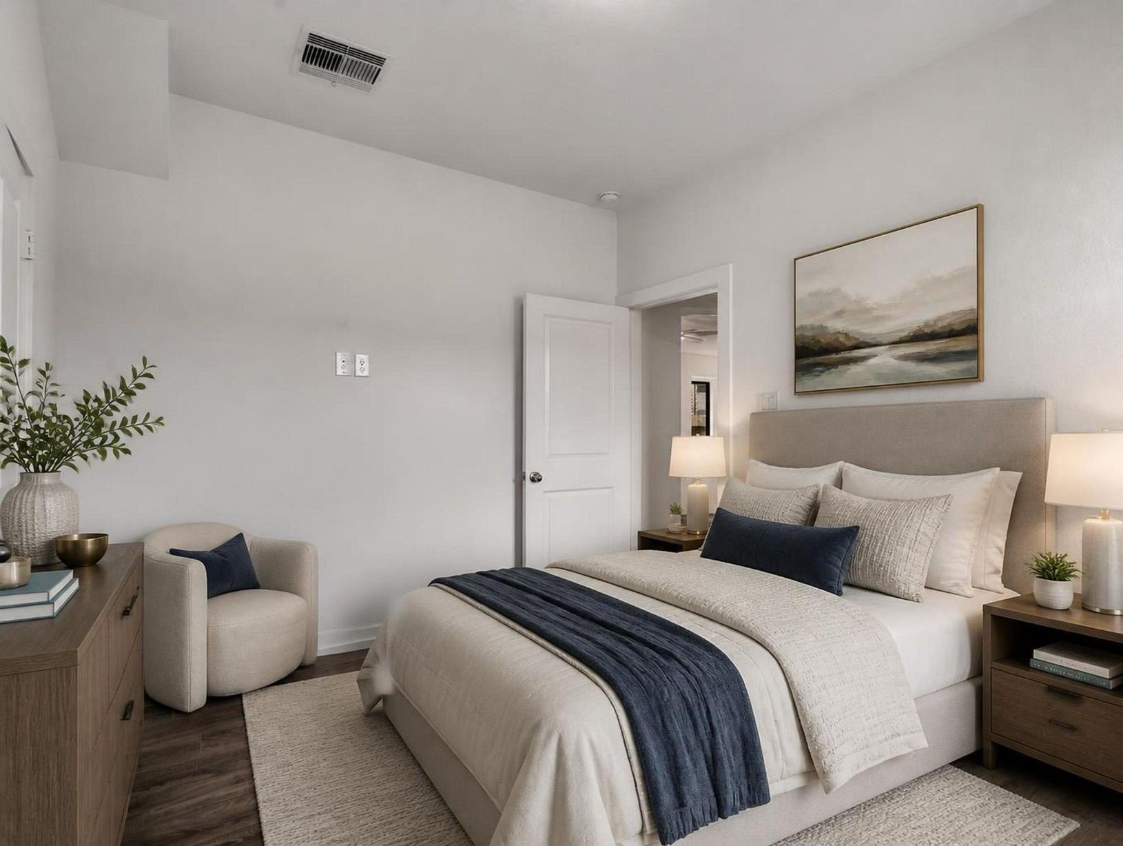 The bedroom continues with a simple, finished layout and natural light. A bright, flexible space within the upstairs wing. Virtually staged.