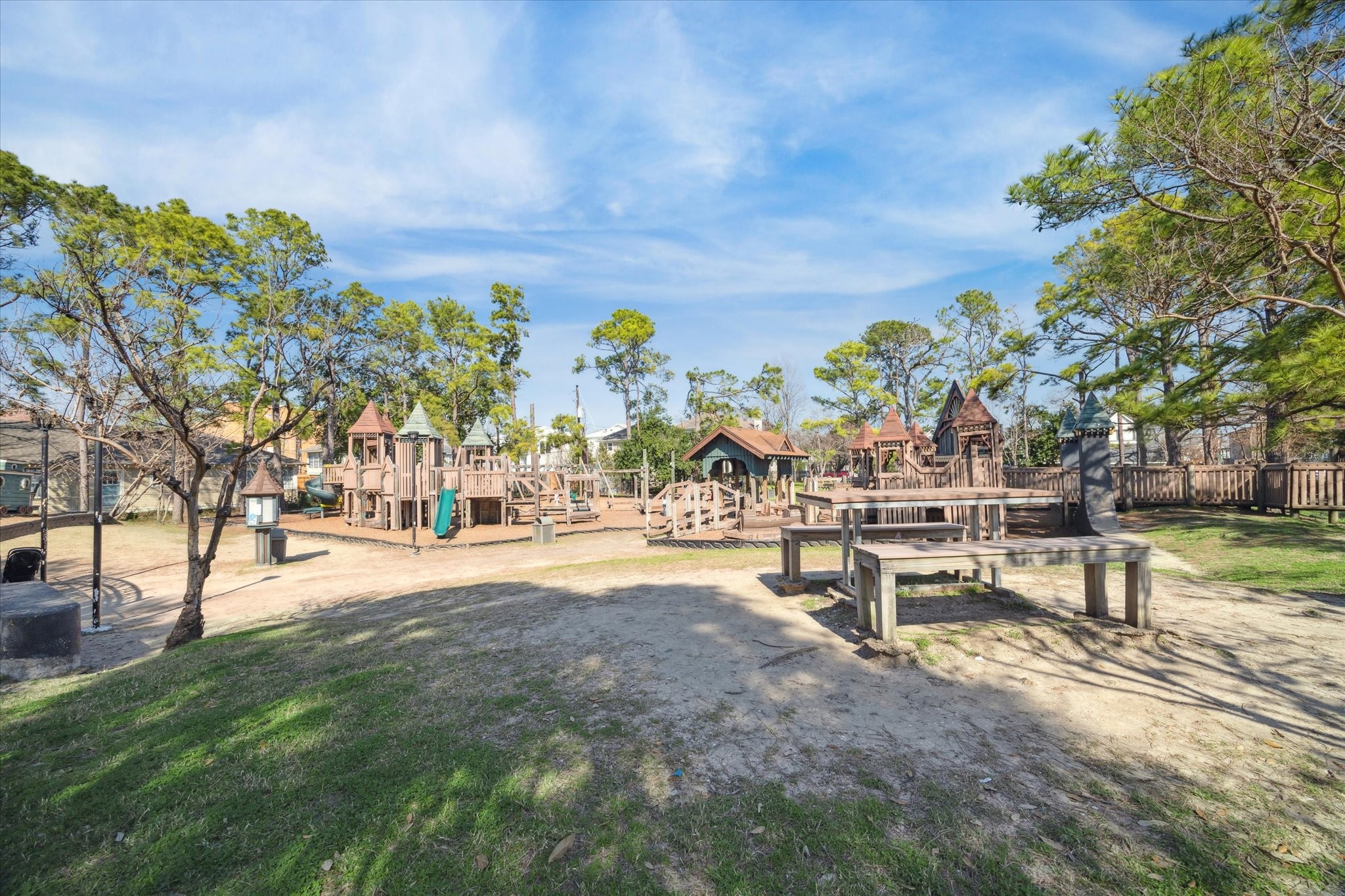Donovan Park is a beloved Heights destination, offering a whimsical wooden playground and shaded outdoor space for neighborhood families to gather, play and enjoy time outside.