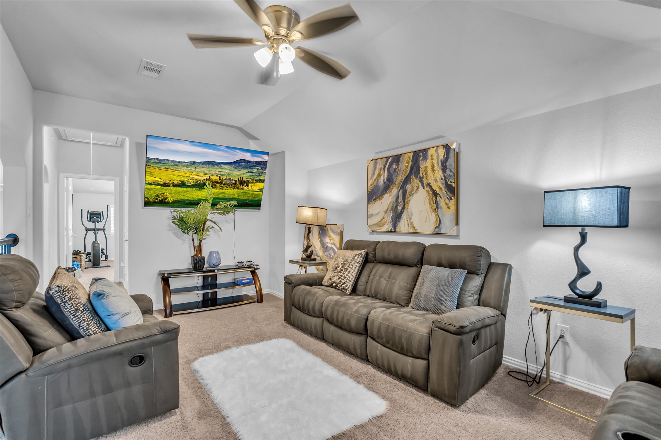 Spacious game room view.