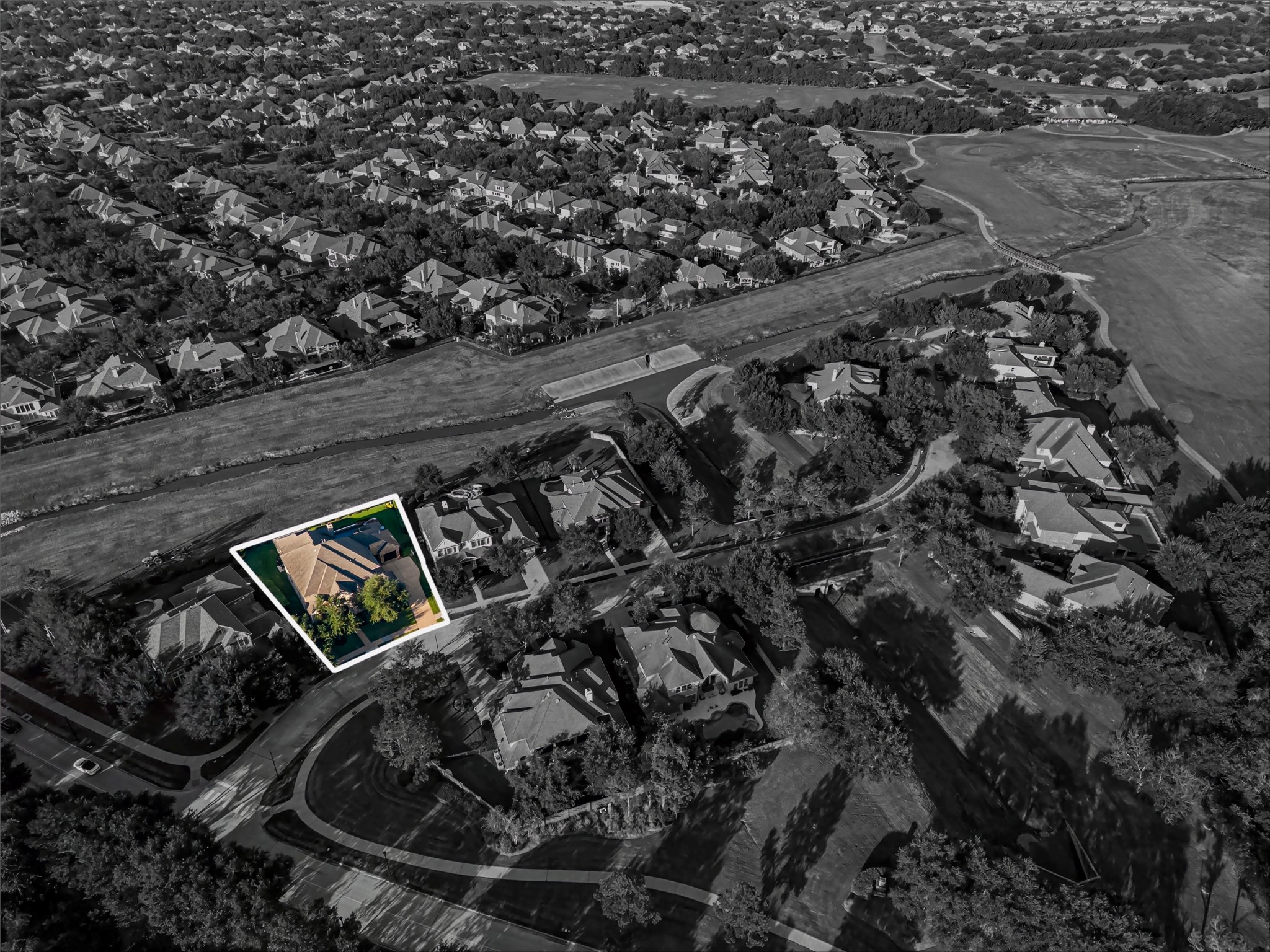 Aerial view with the property outlined