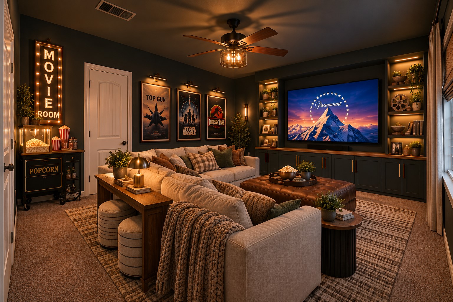 *This photo is digitally staged to show the potential of this fourth oversized bedroom upstairs! You could used it as a bedroom or a media room.*