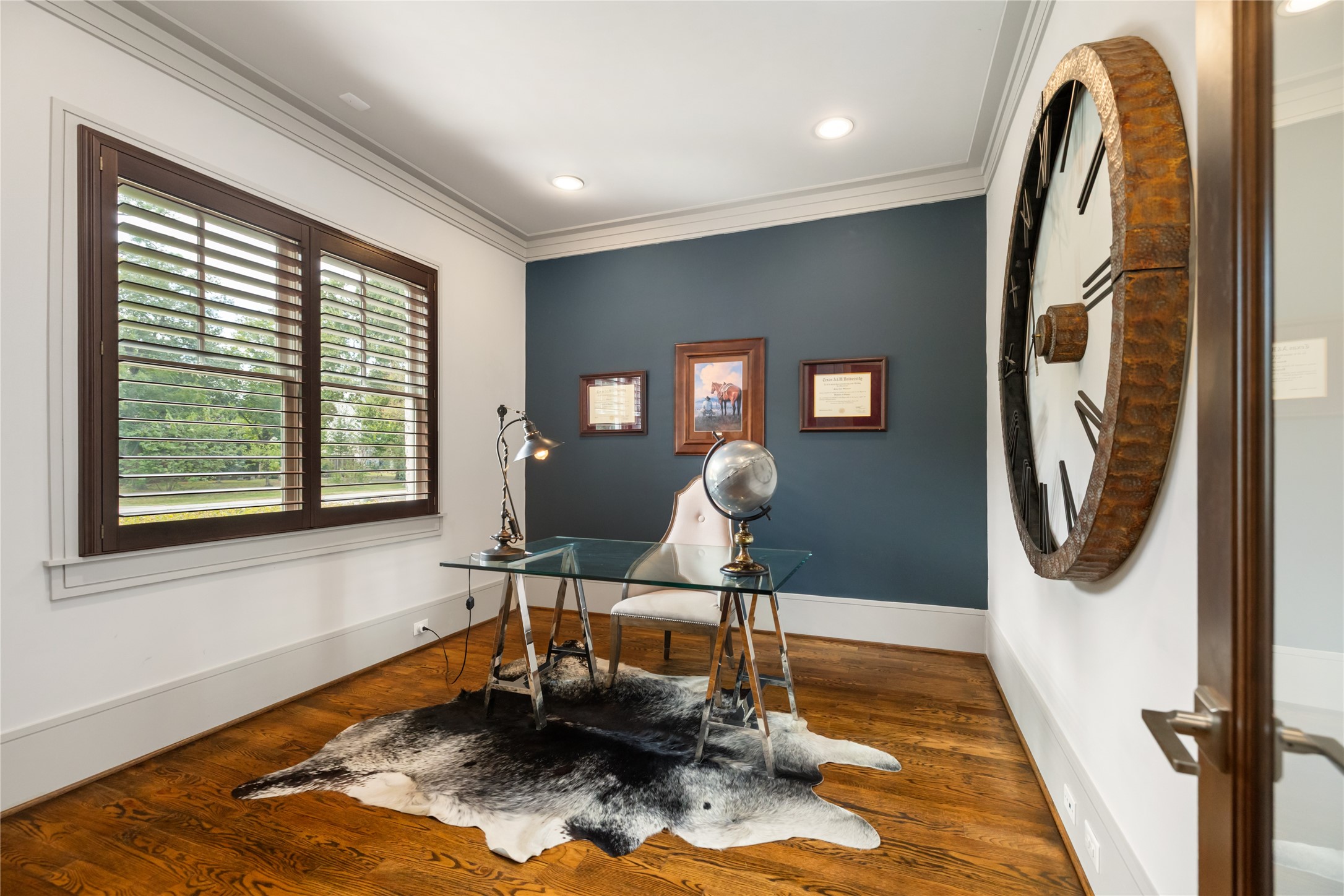The home office is just off the entryway