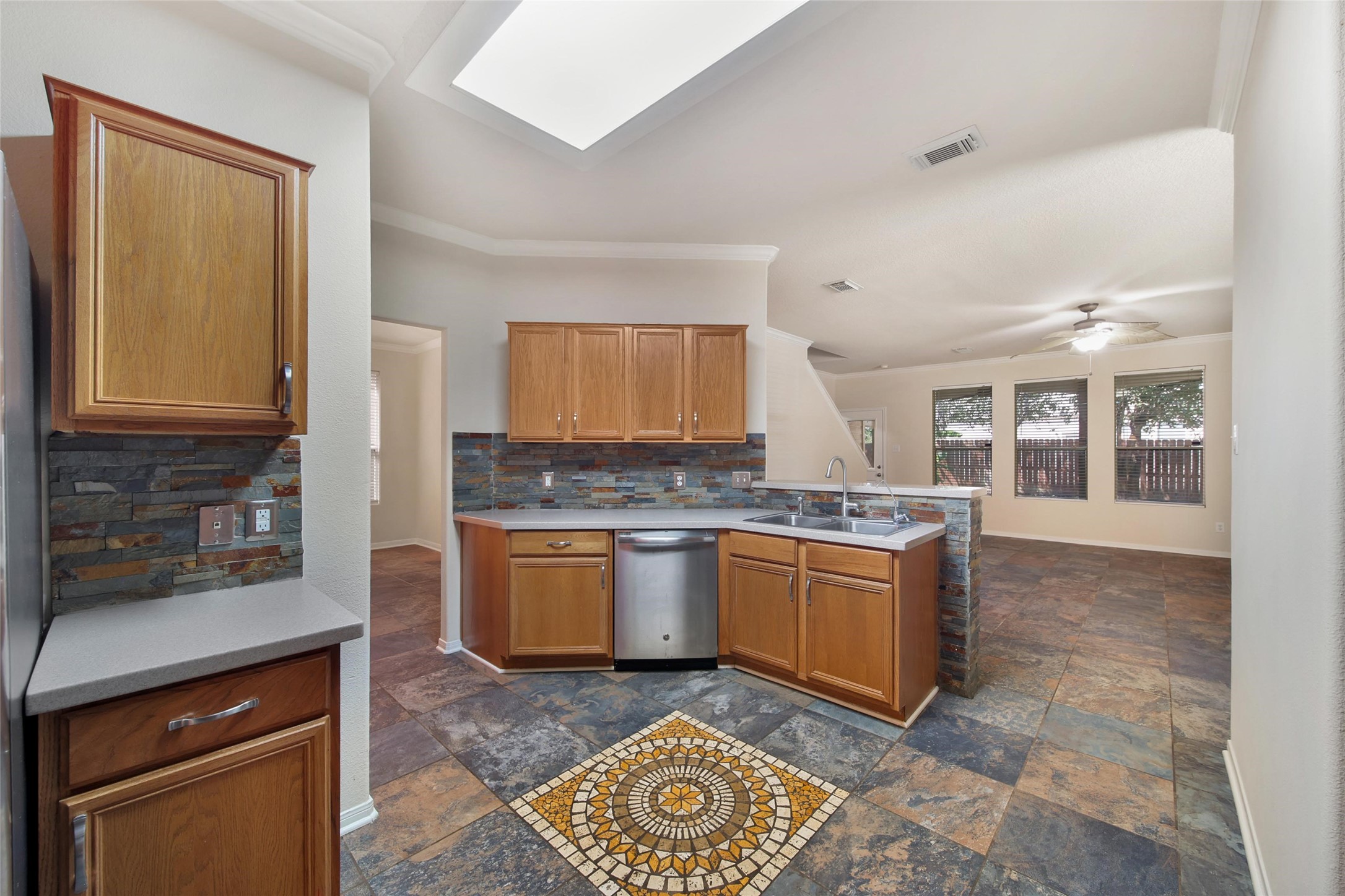 Kitchen with corian countertops