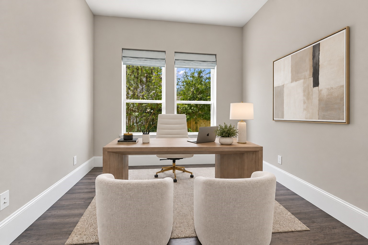 Enjoy a private main level study/home office. VIRTUALLY STAGED