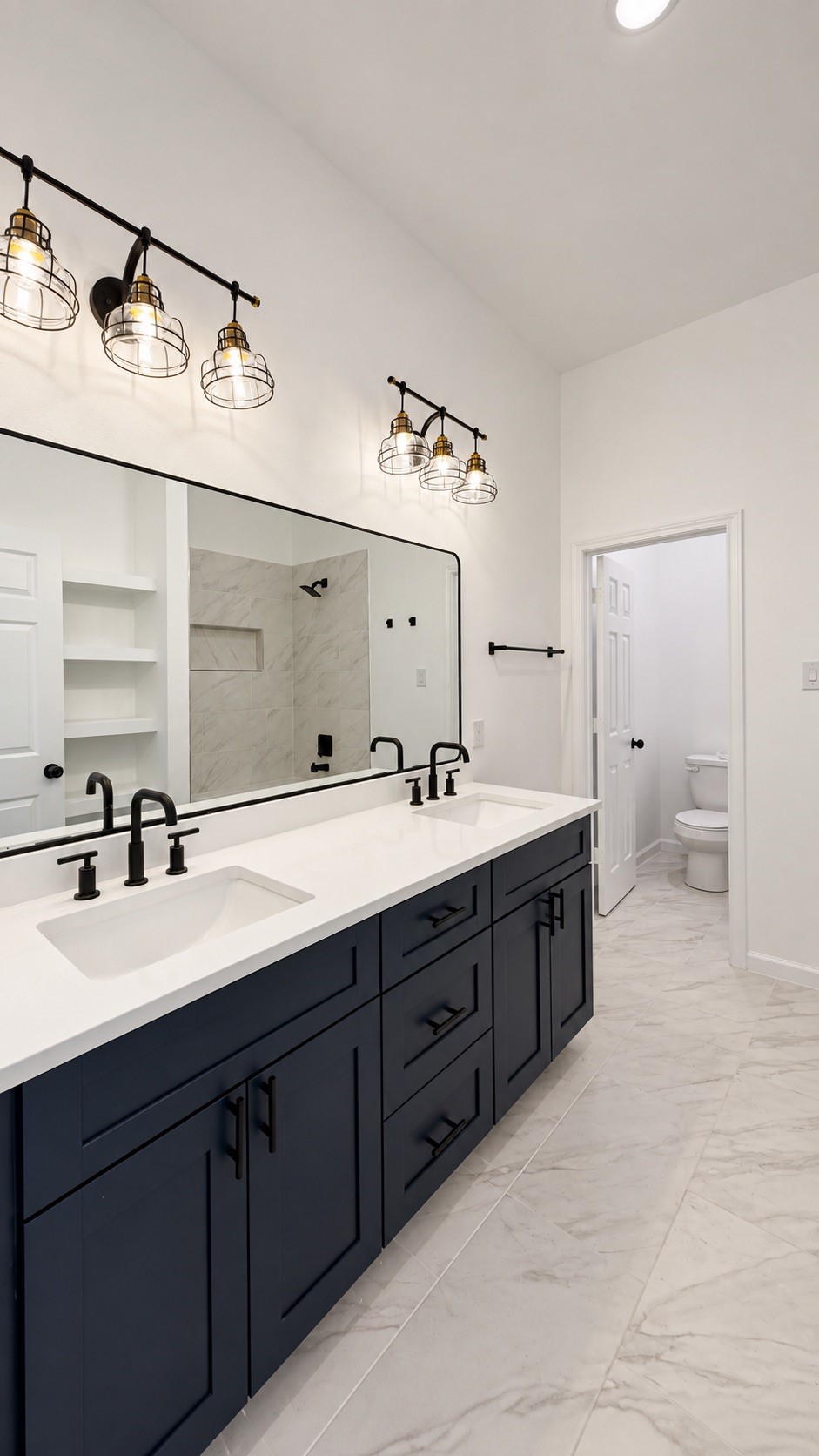 Modern primary bathroom featuring a spacious bathtub, stylish finishes, and a contemporary design.