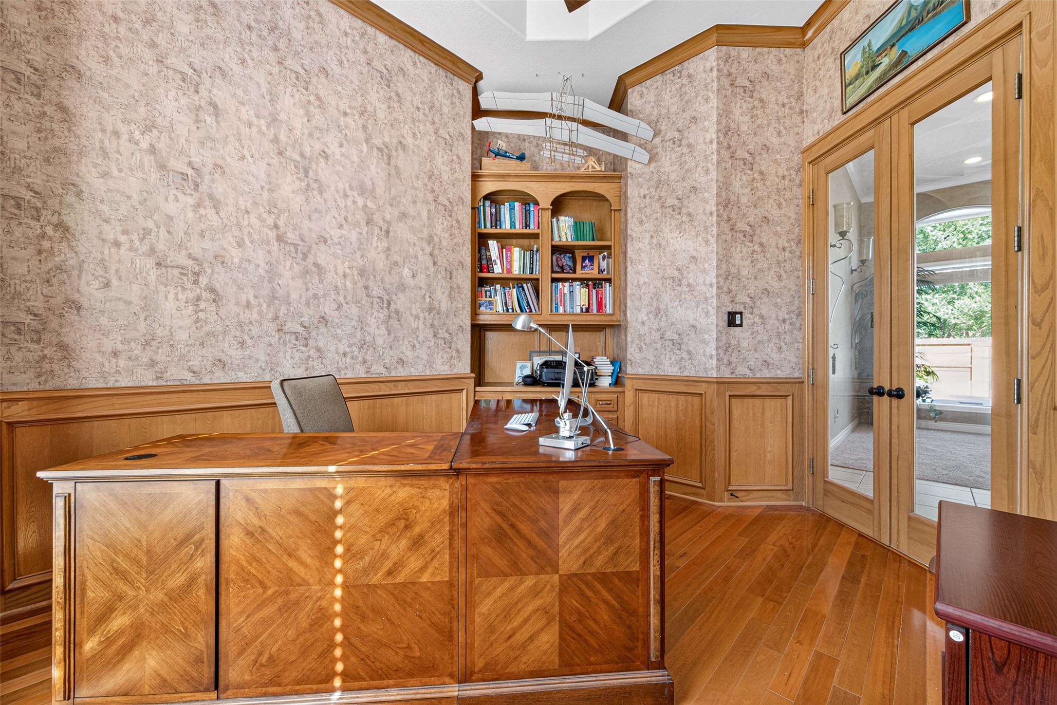 The study has French doors for privacy