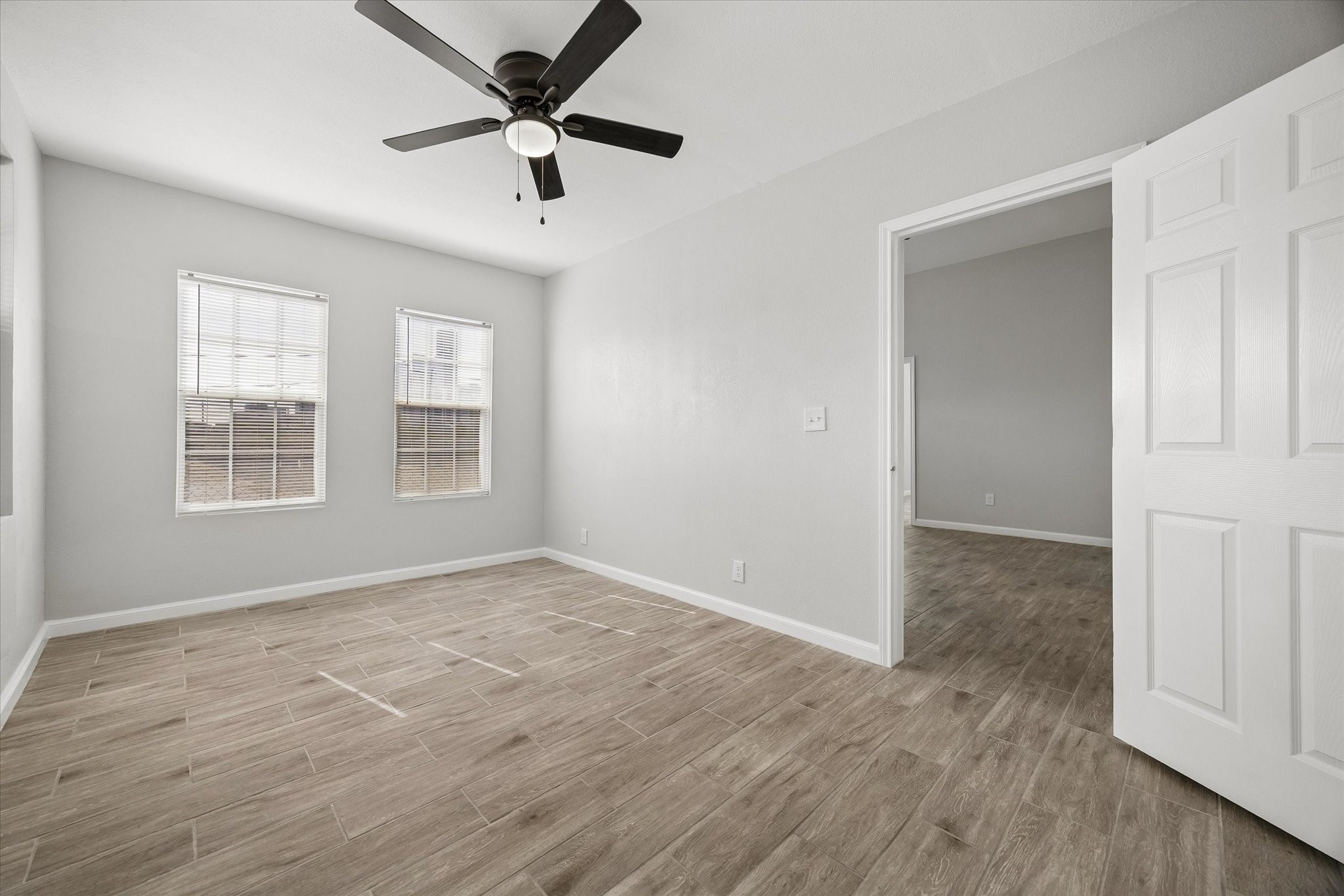 Bedroom at the front of the home has a private entrance.