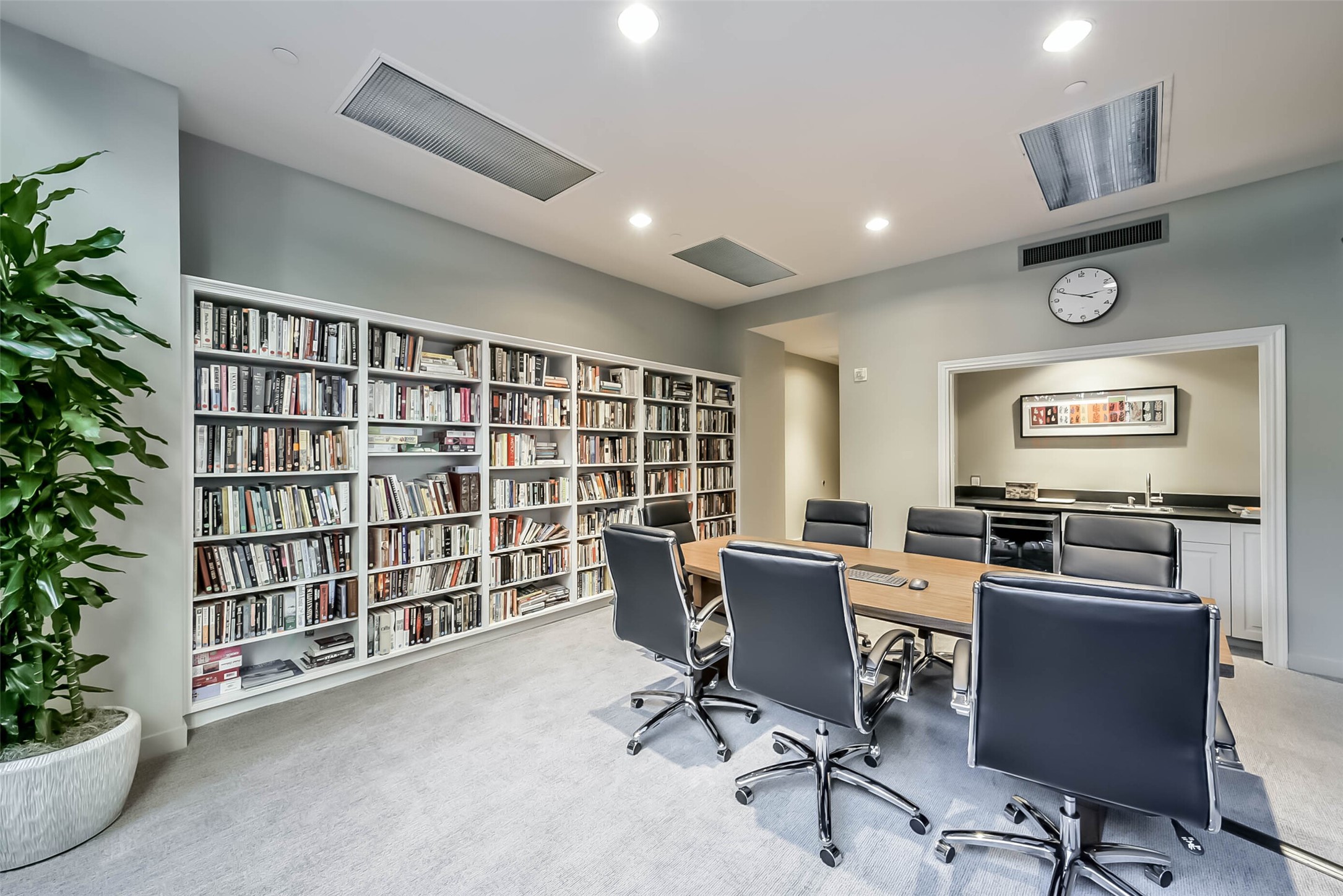 The conference room is perfect to reserve for your meetings.  A small kitchen and lending library is available for residents at The Greenway.